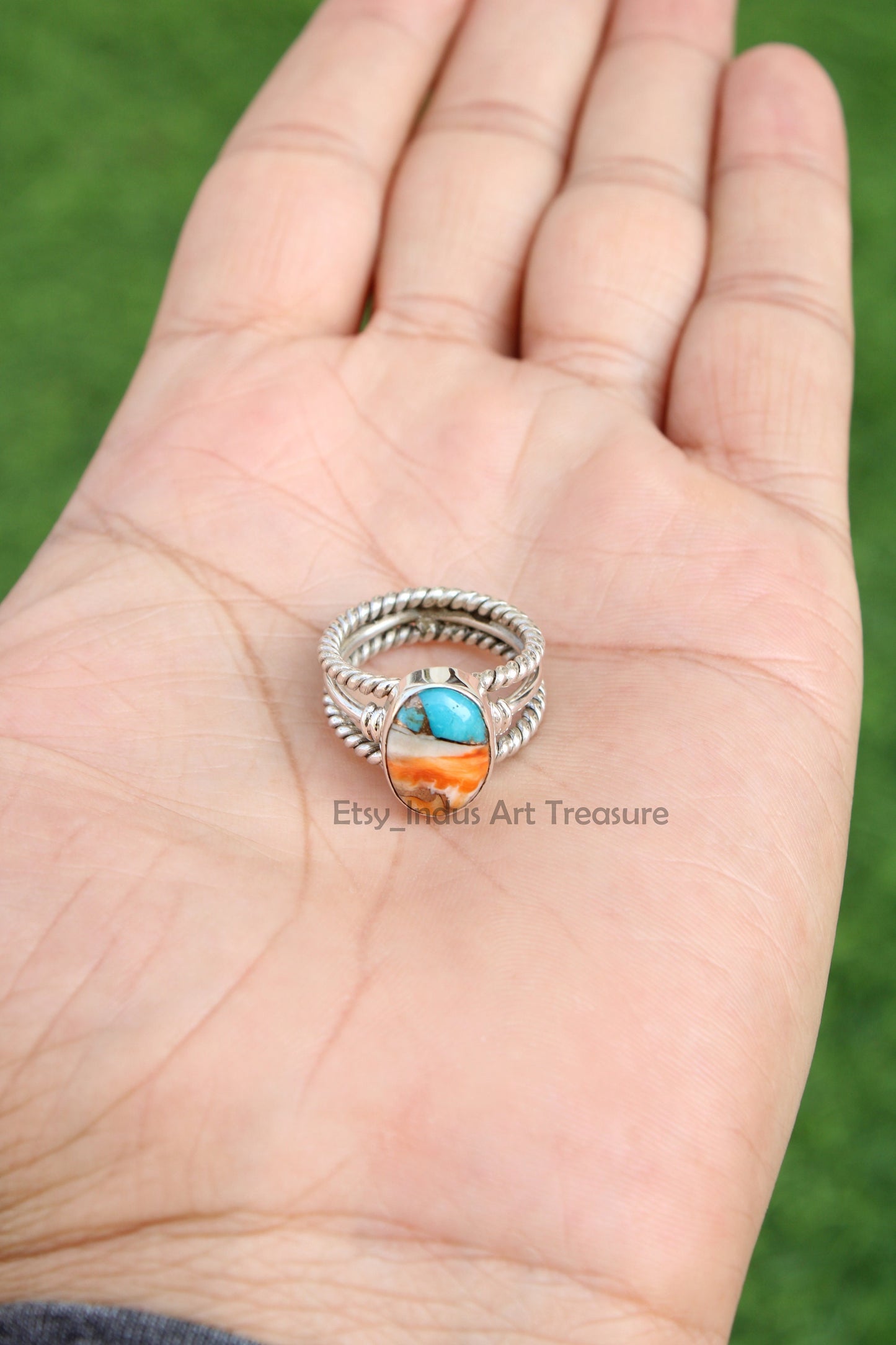 Oyster Turquoise Boho Ring