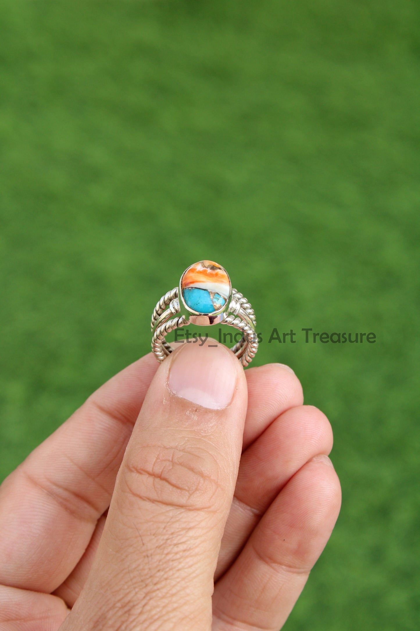 Oyster Turquoise Boho Ring