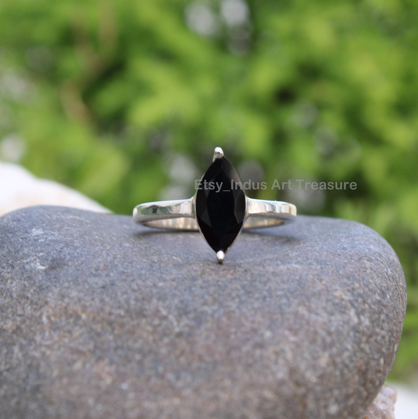 Black Onyx Marquise Ring
