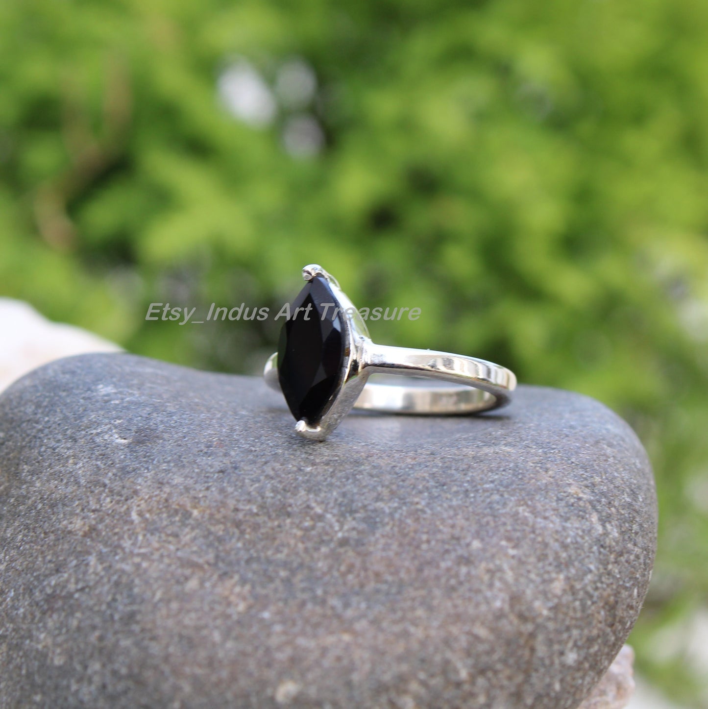 Black Onyx Marquise Ring