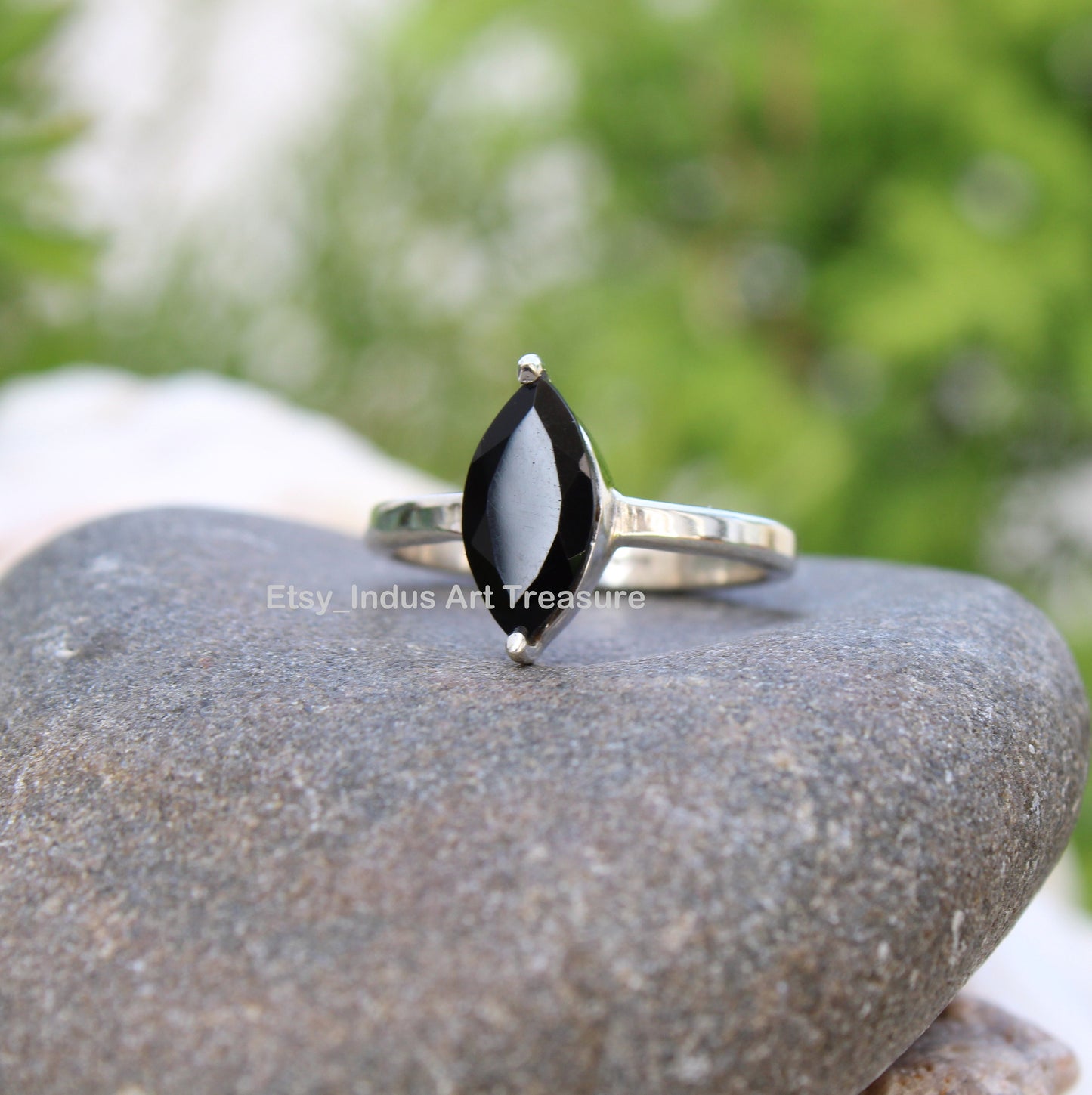 Black Onyx Marquise Ring