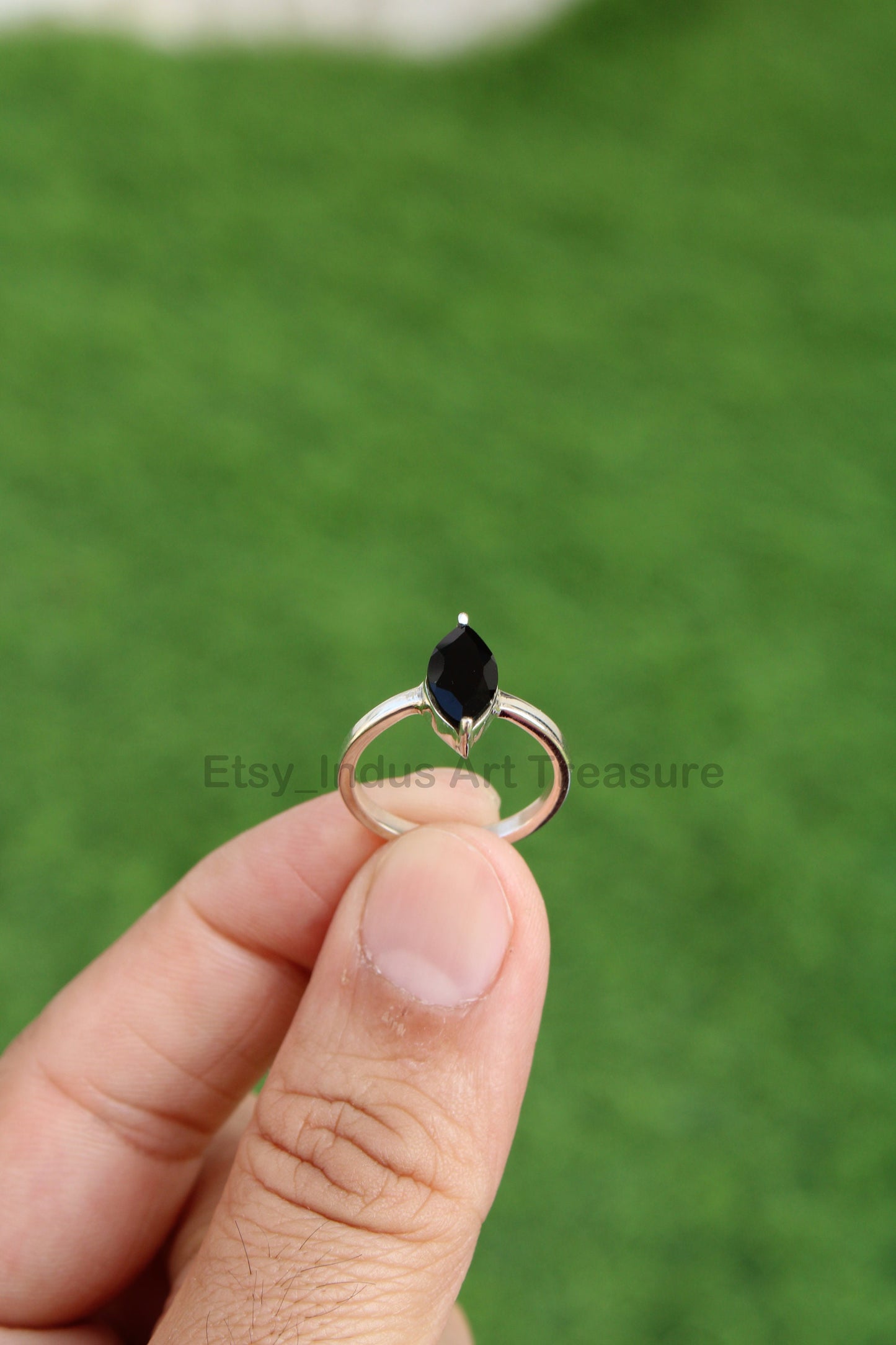 Black Onyx Marquise Ring
