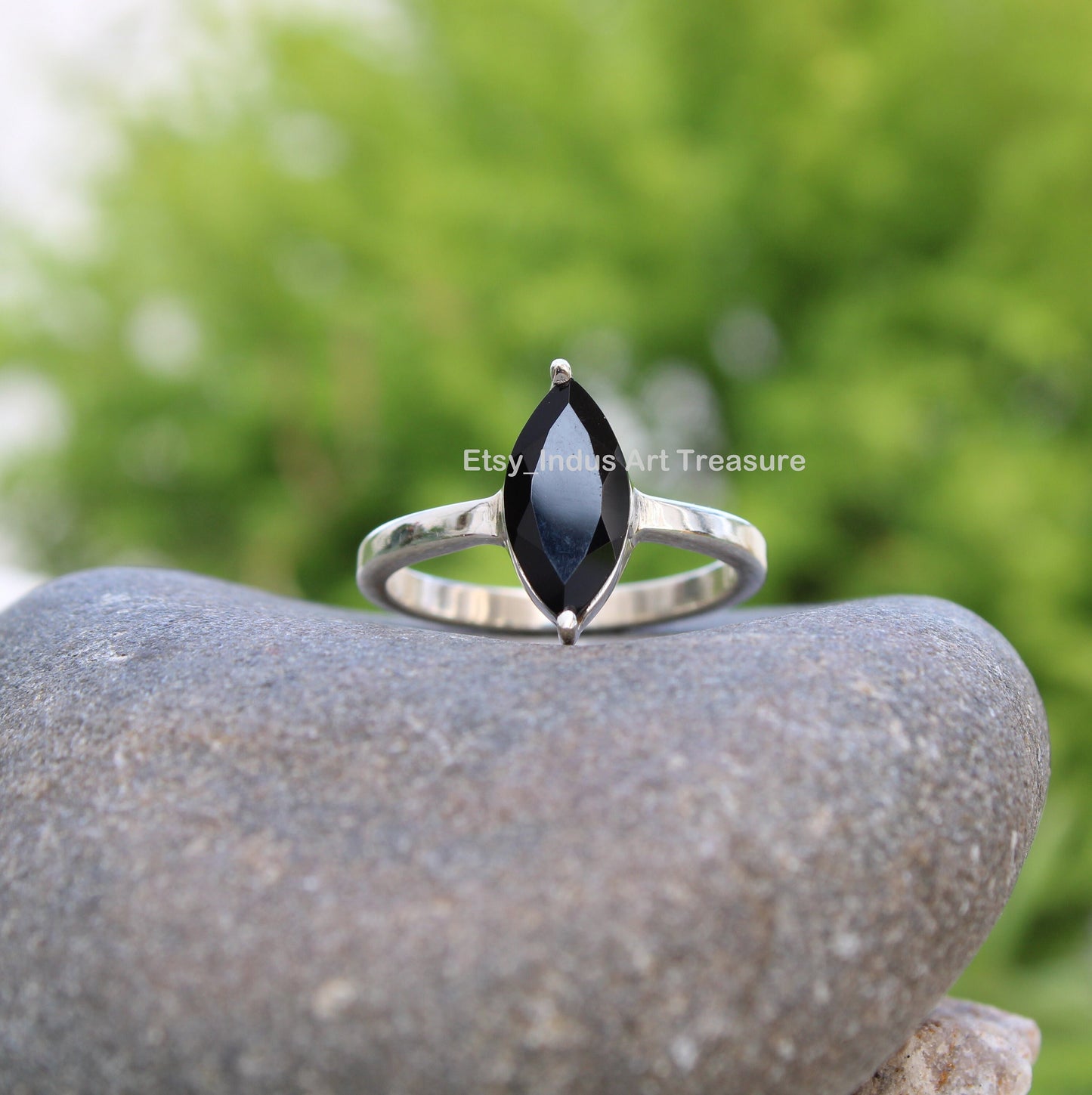 Black Onyx Marquise Ring
