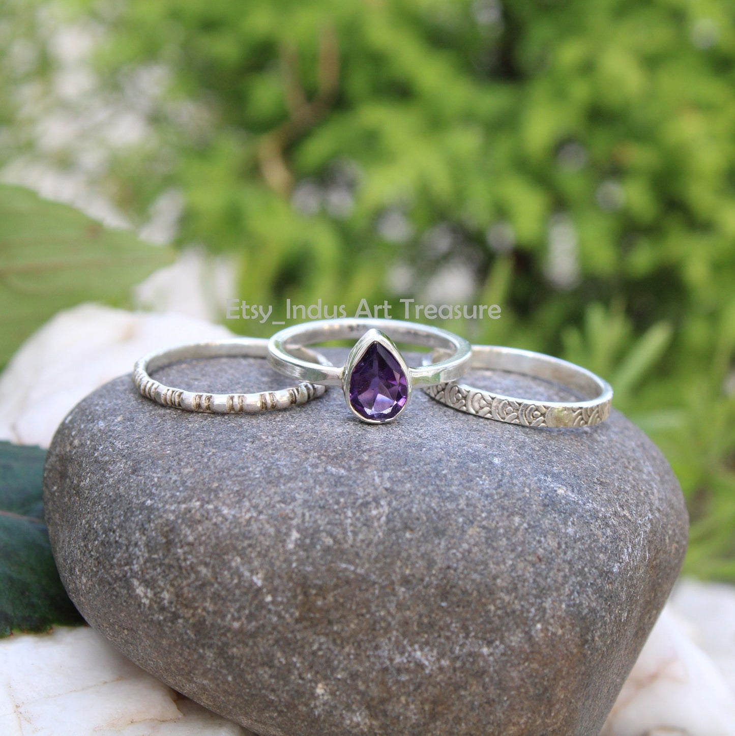 Amethyst Stacking Ring Set