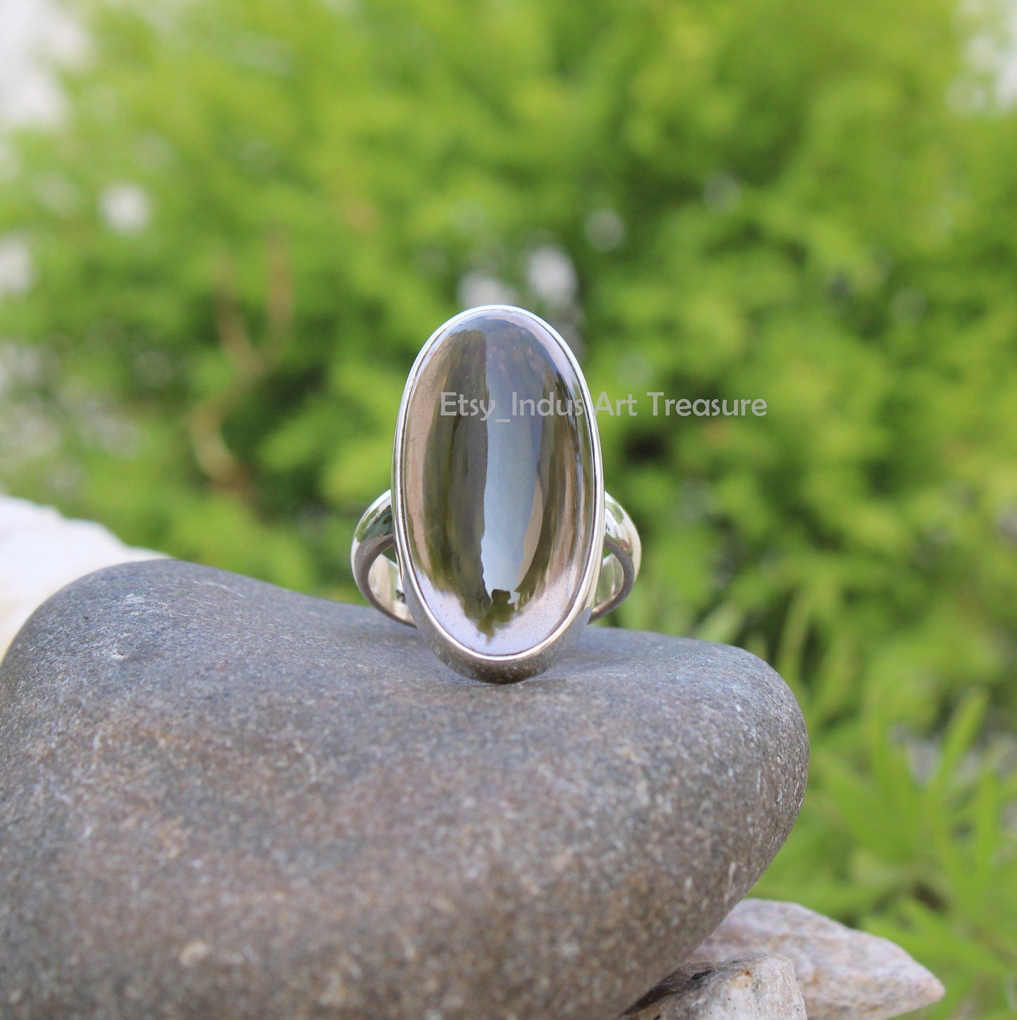 Smoky Quartz Long Oval Ring