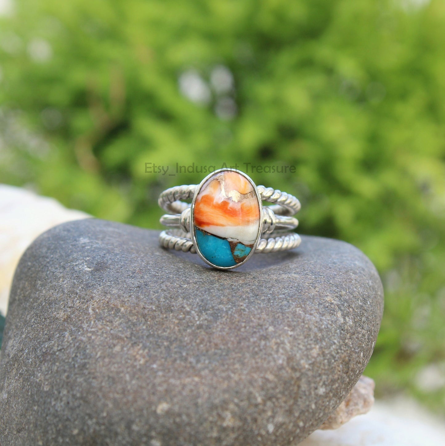 Oyster Turquoise Boho Ring