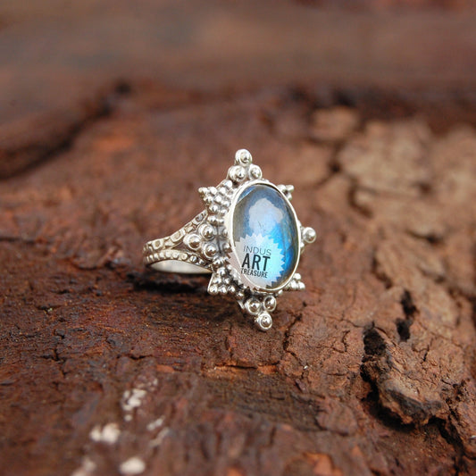Blue Labradorite Boho Ring