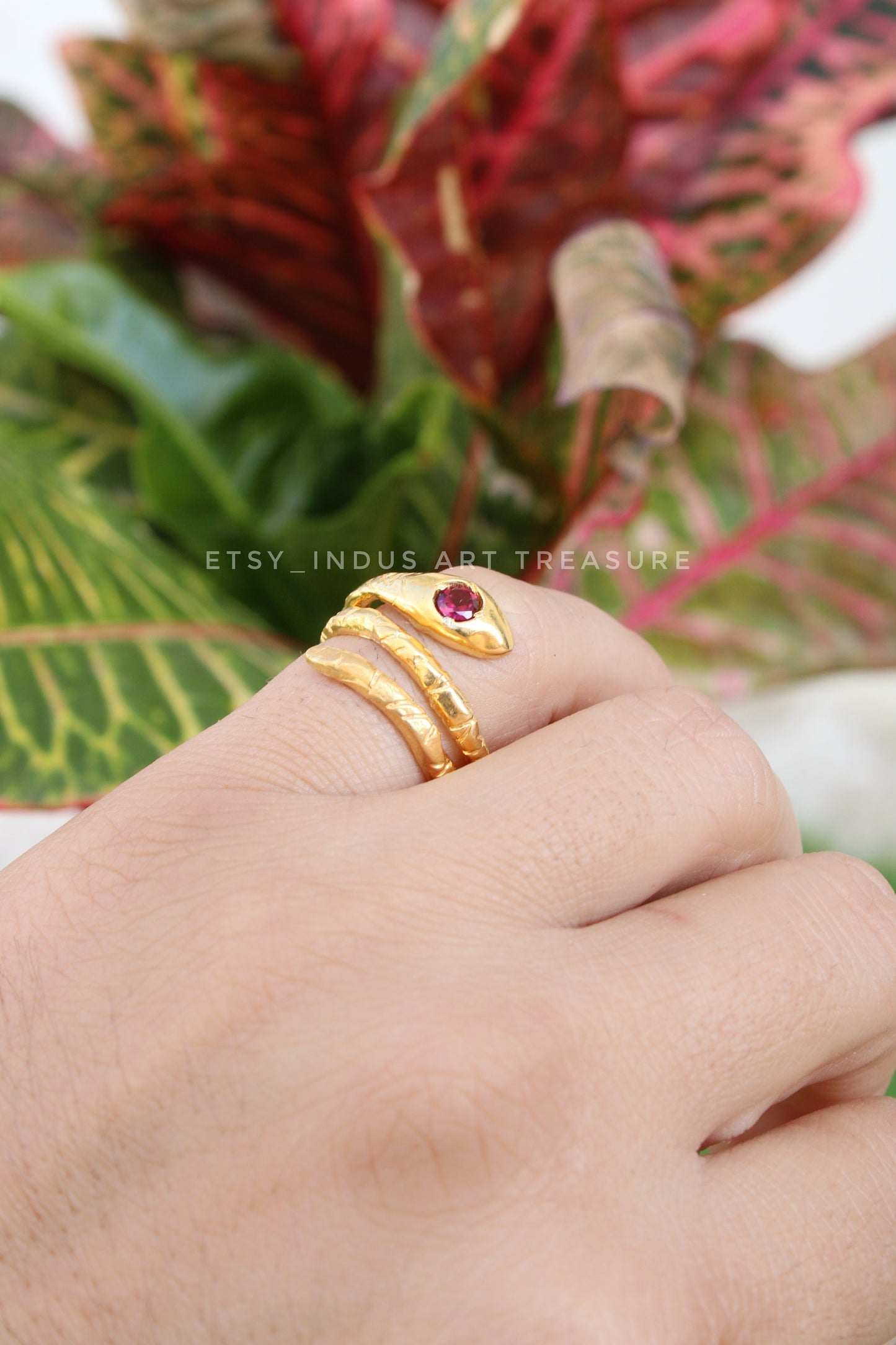 Elegant Ruby Snake Ring