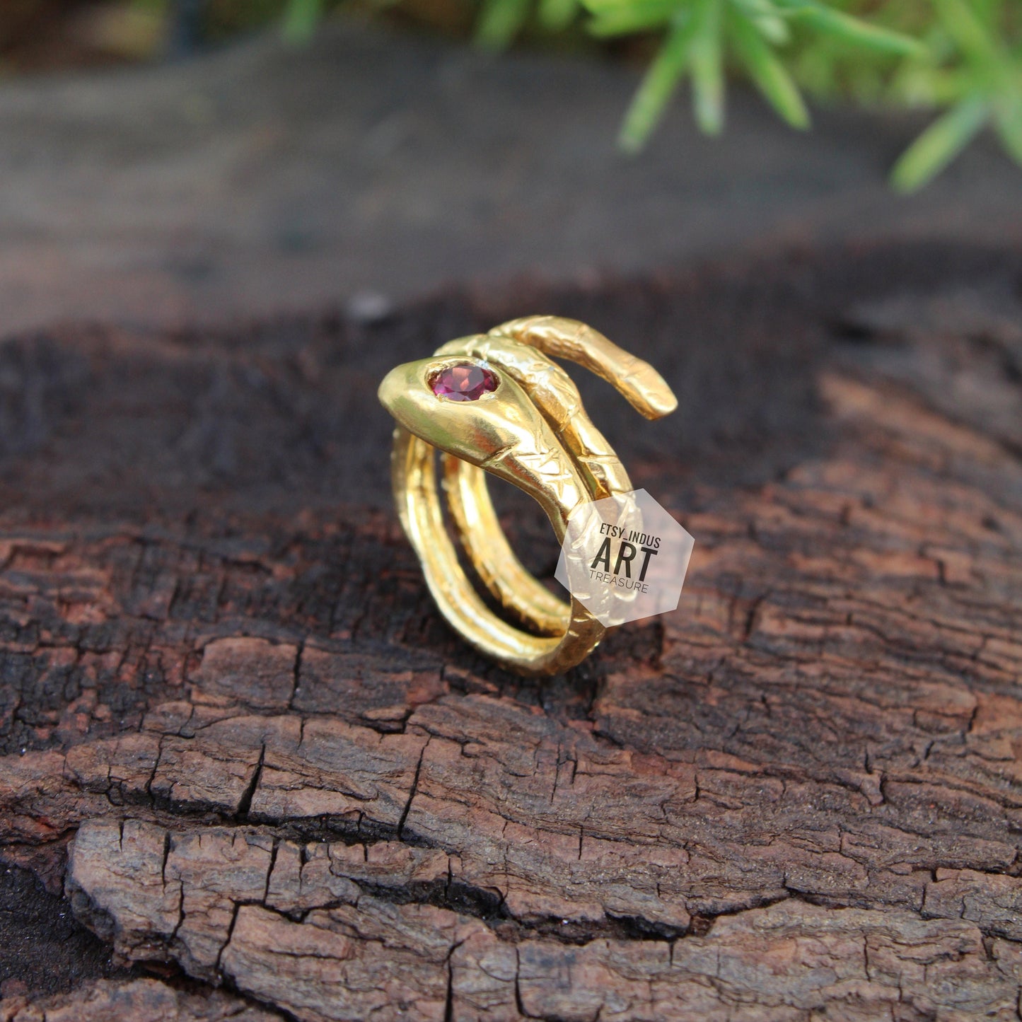 Elegant Ruby Snake Ring
