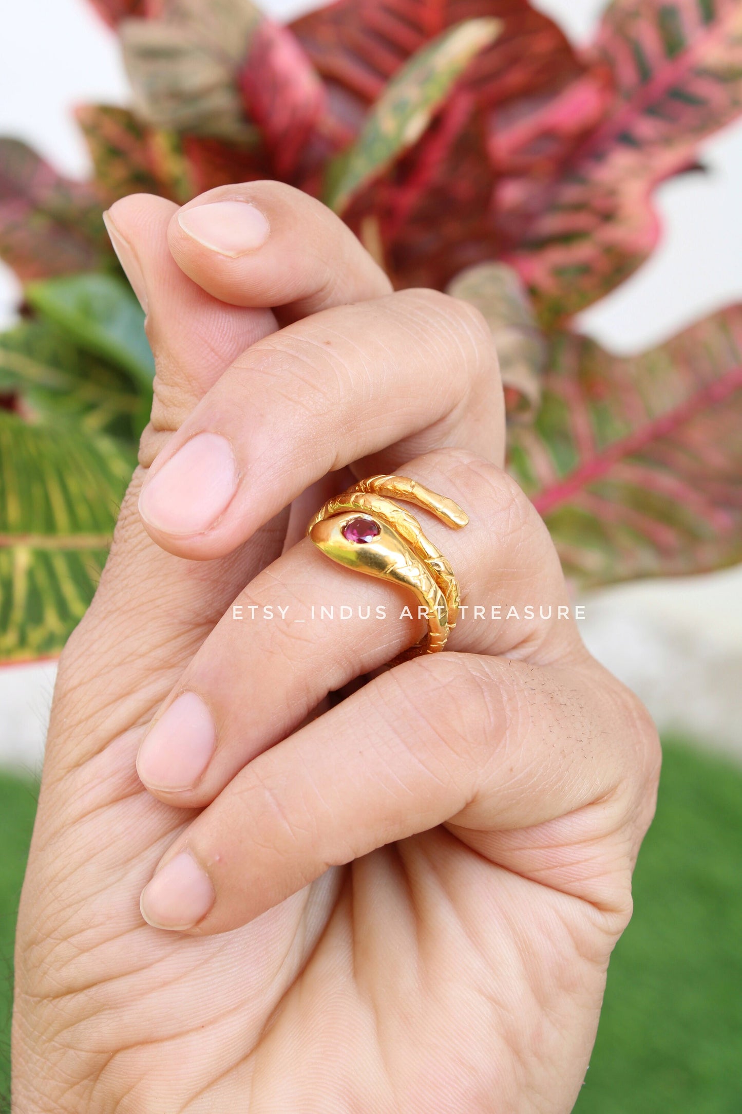 Elegant Ruby Snake Ring