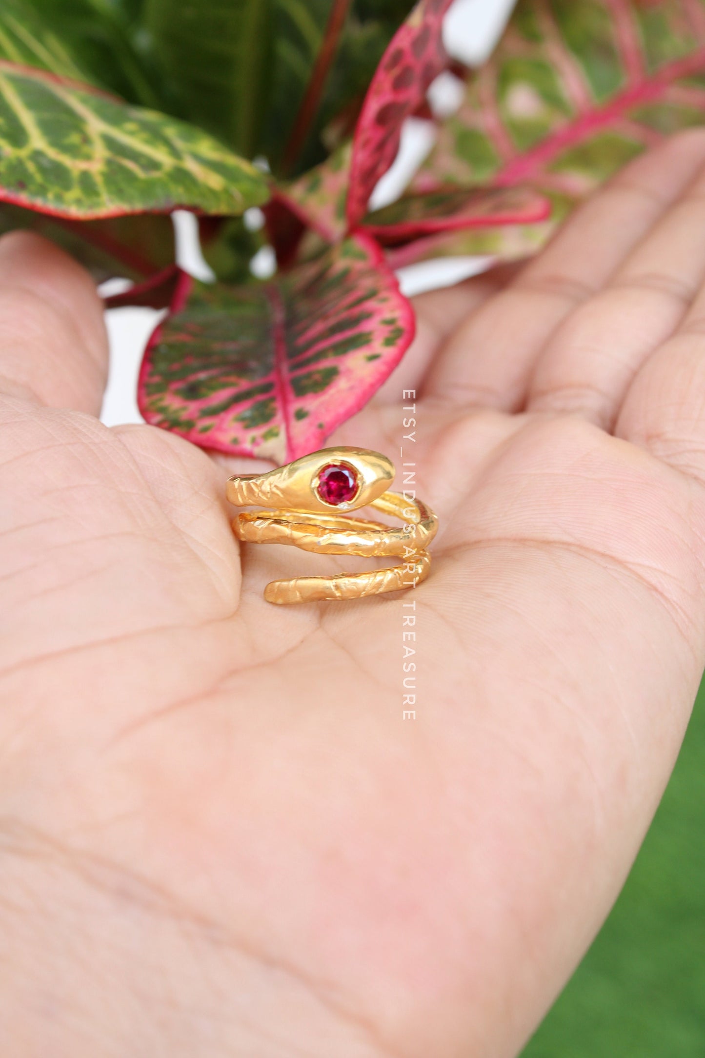 Elegant Ruby Snake Ring