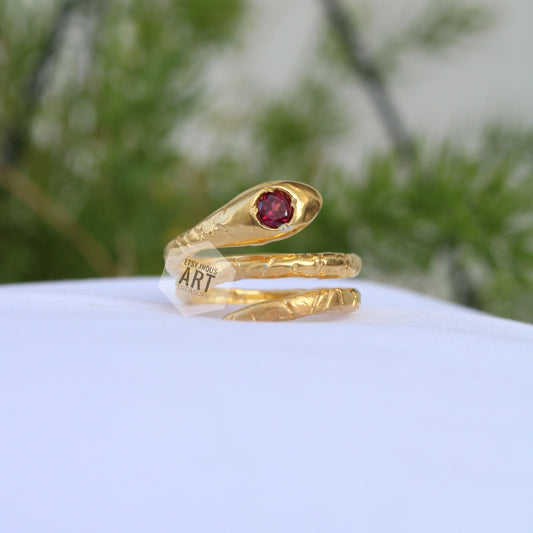Elegant Ruby Snake Ring