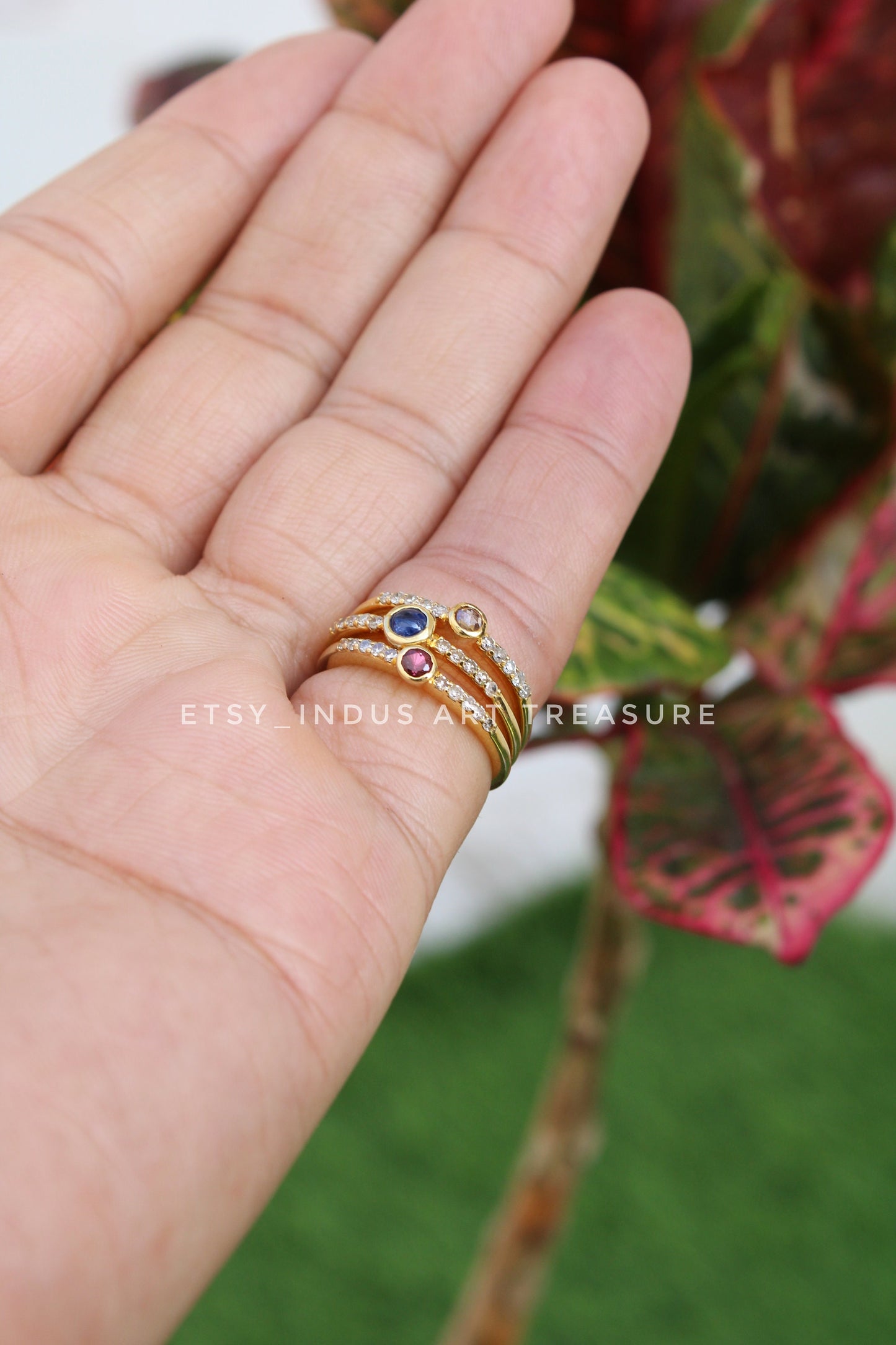 Pink Tourmaline Dainty 18k Gold Plated Ring