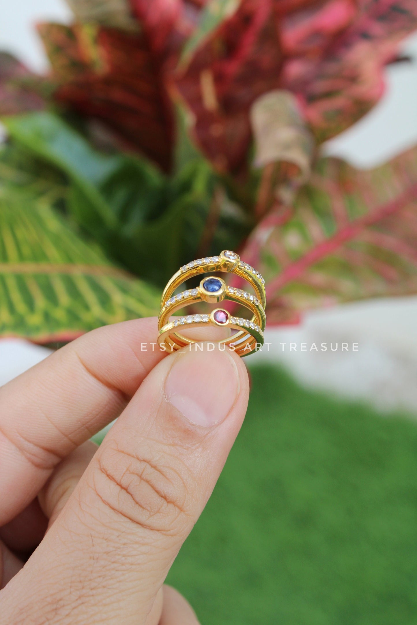 Pink Tourmaline Dainty 18k Gold Plated Ring
