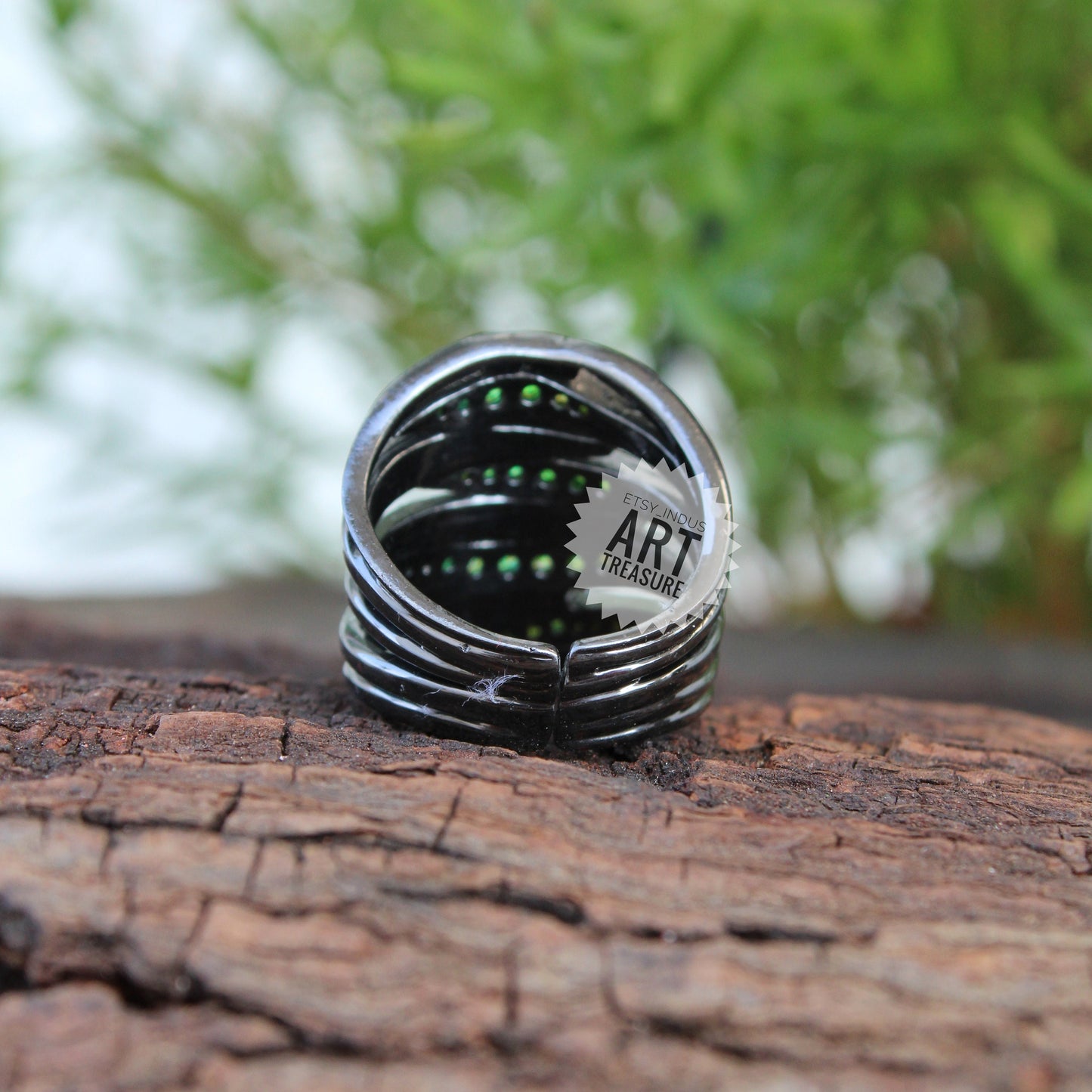 Tsavorite Black Rhodium Statement Ring
