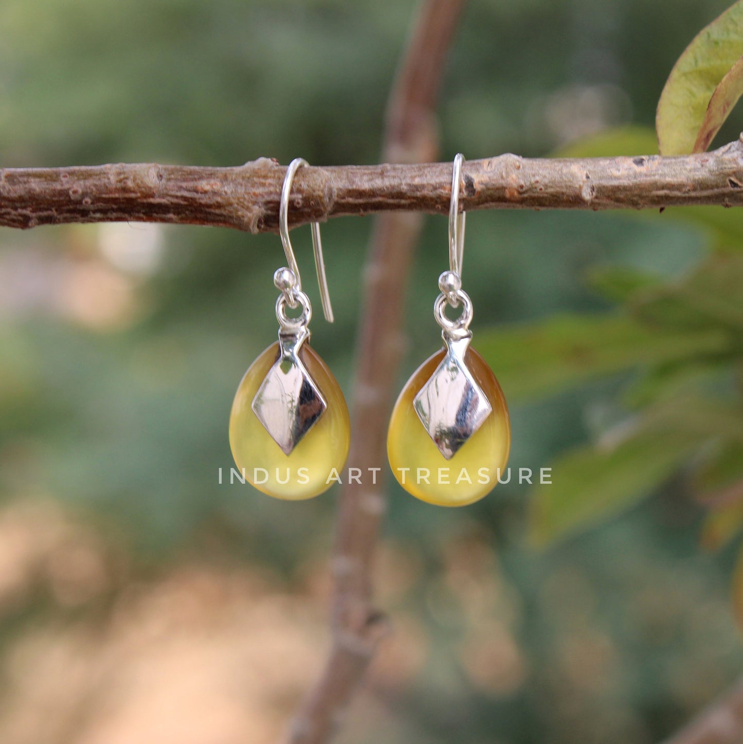 Yellow Onyx Drop Earrings