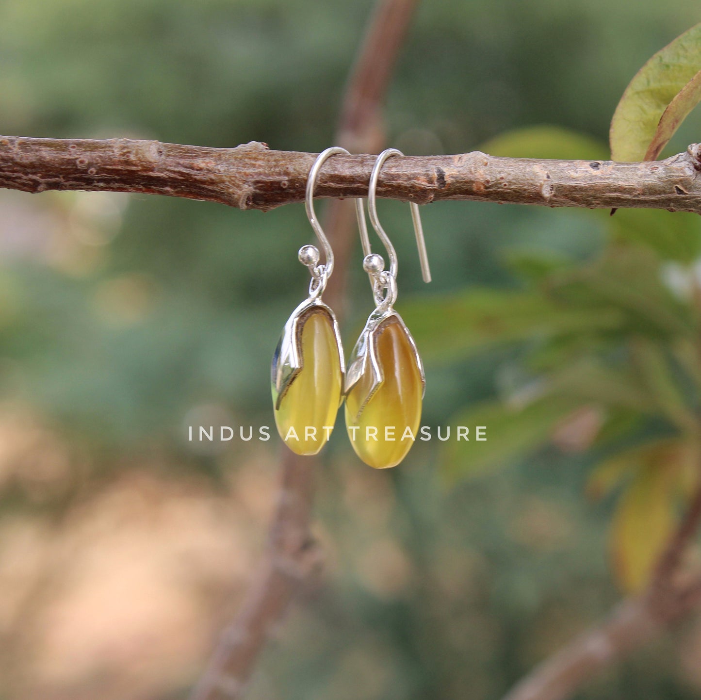 Yellow Onyx Drop Earrings