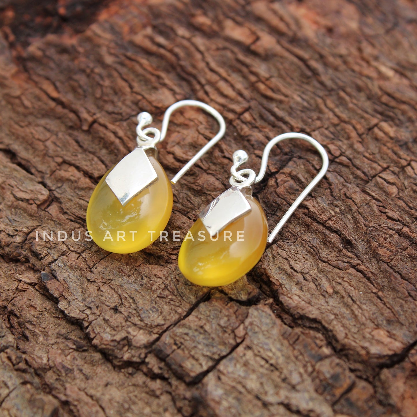 Yellow Onyx Drop Earrings