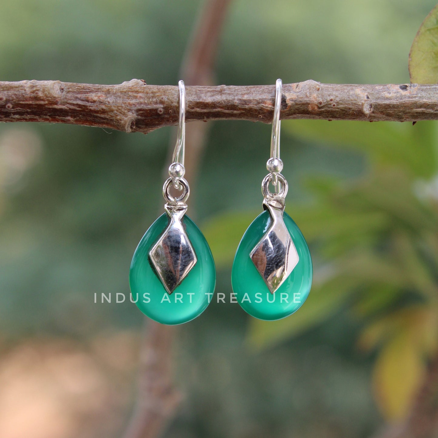 Green Onyx Drop Earrings