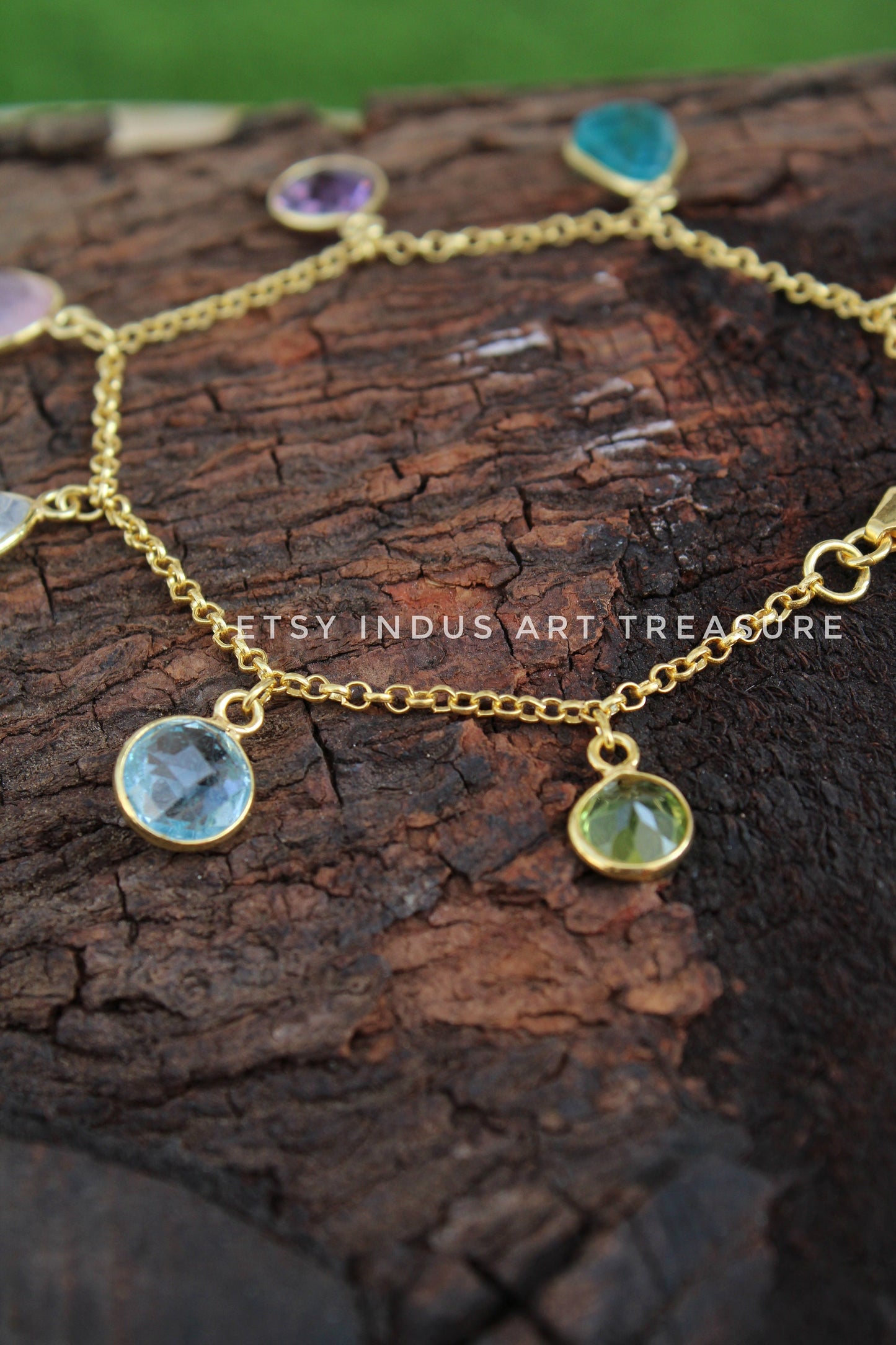 Multi Gemstone Chain Bracelet