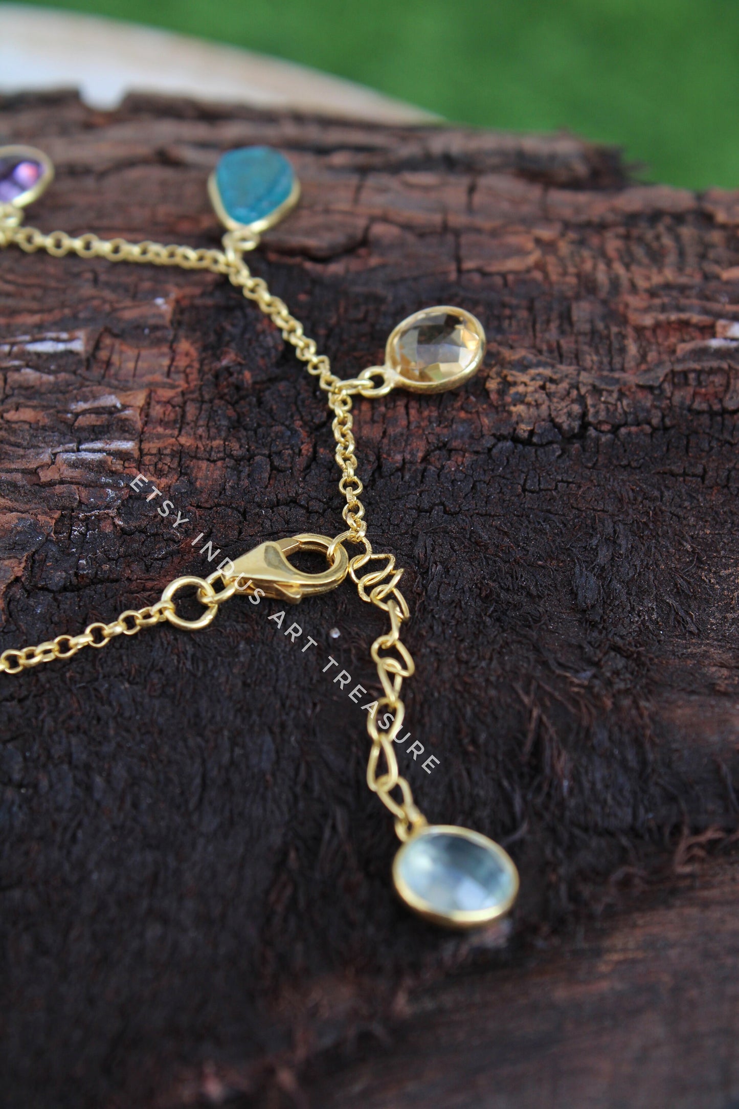 Multi Gemstone Chain Bracelet