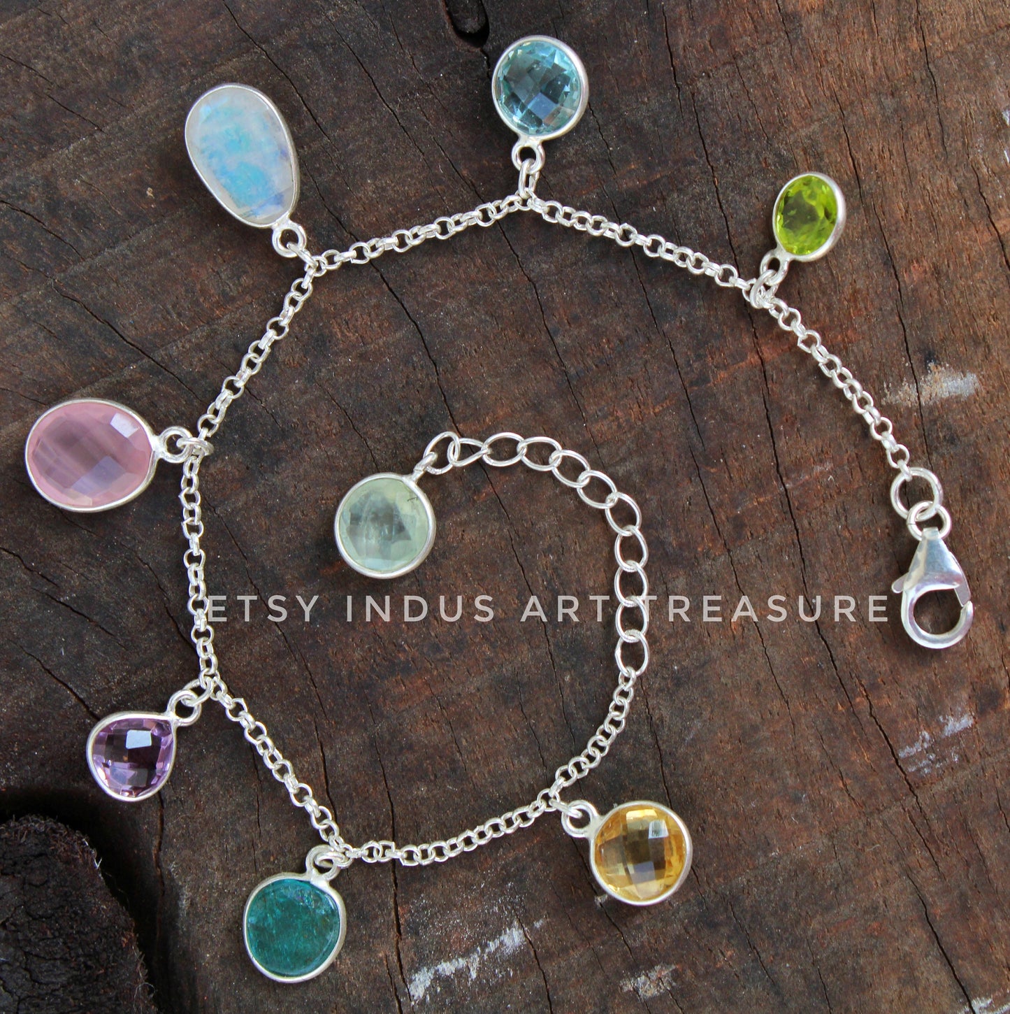 Multi Gemstone Chain Bracelet