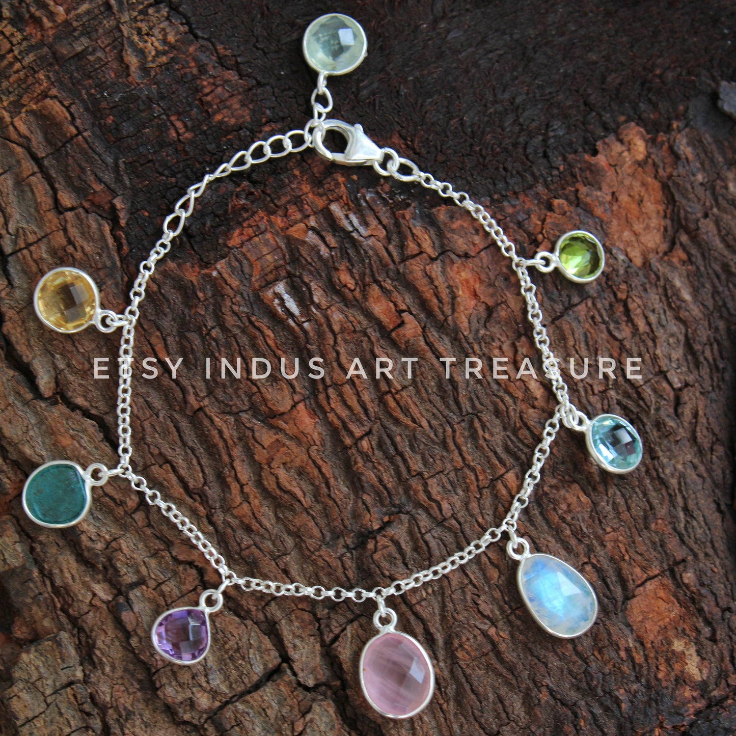 Multi Gemstone Chain Bracelet