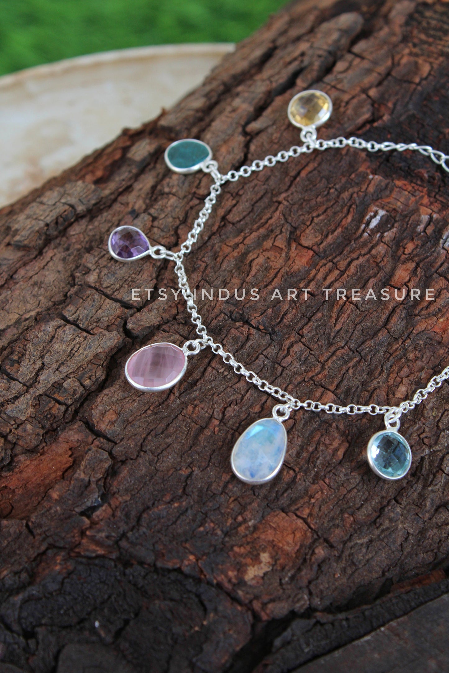 Multi Gemstone Chain Bracelet