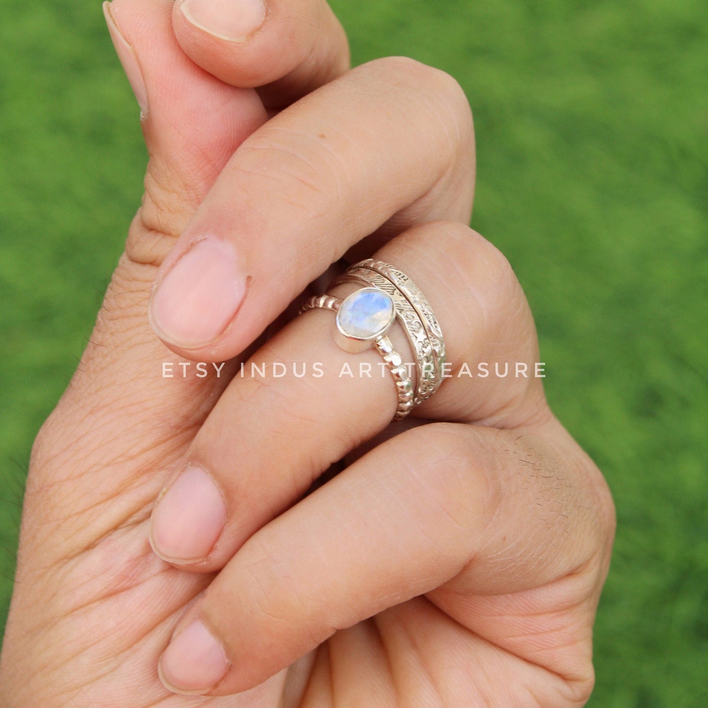 Moonstone Stacking Ring Set