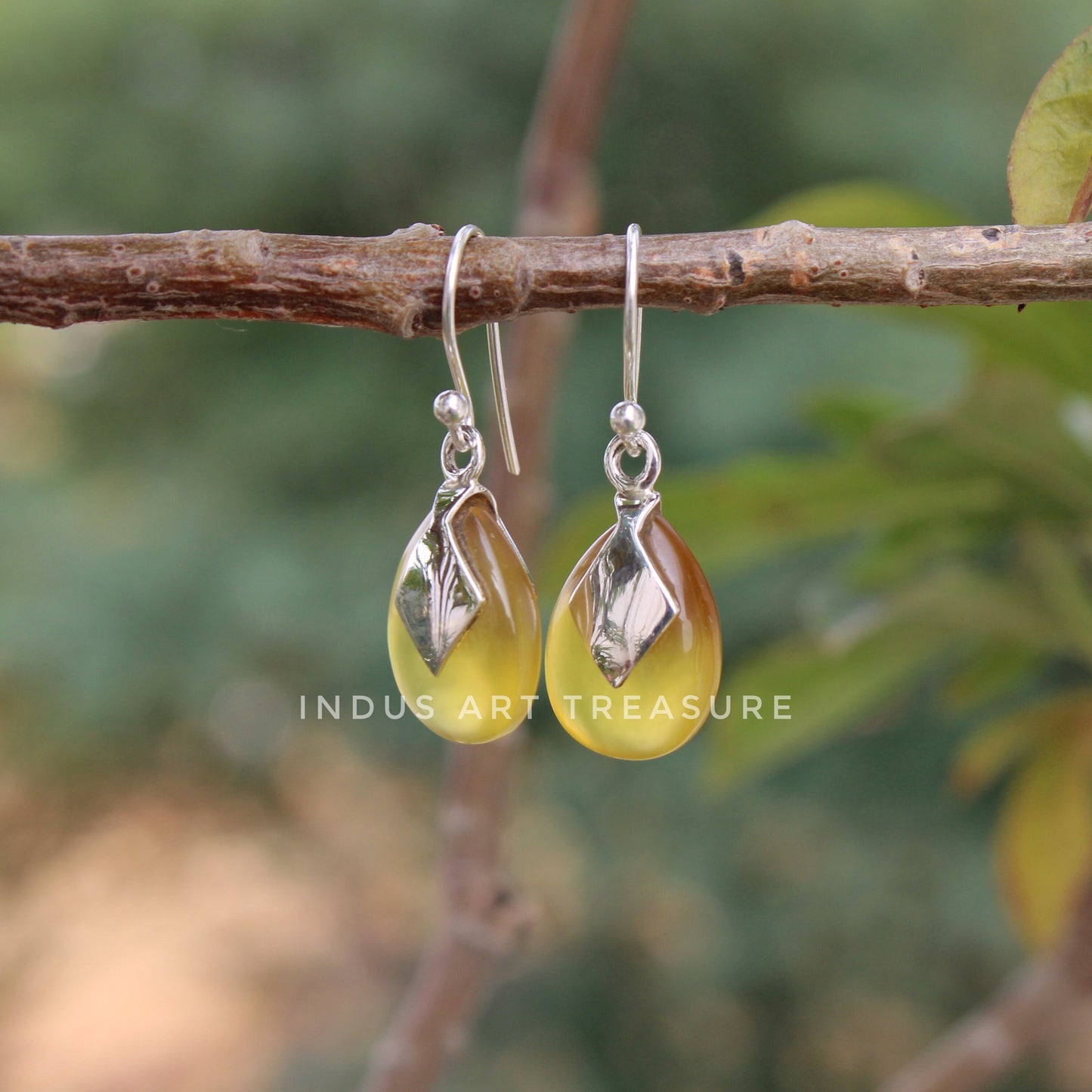 Yellow Onyx Drop Earrings