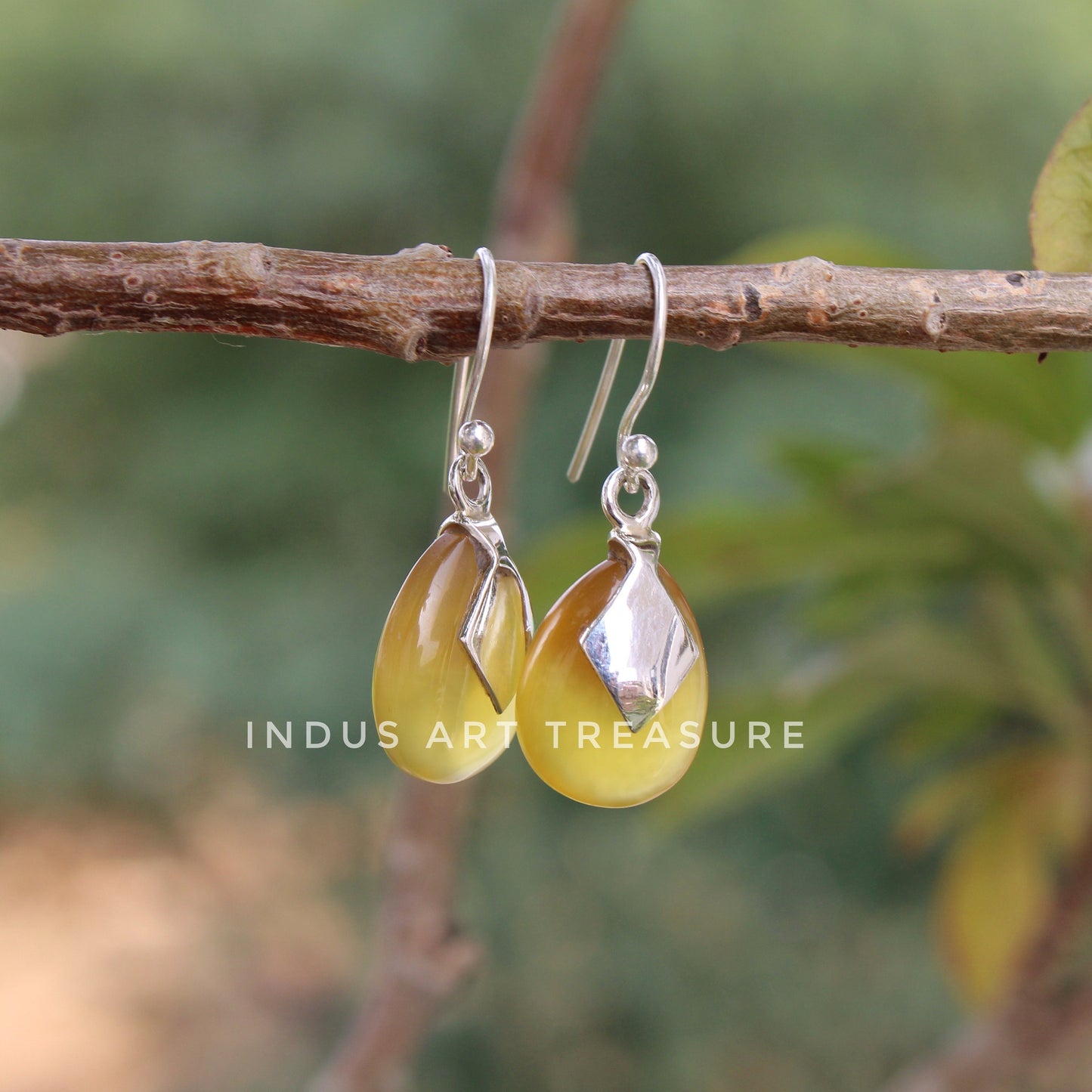 Yellow Onyx Drop Earrings