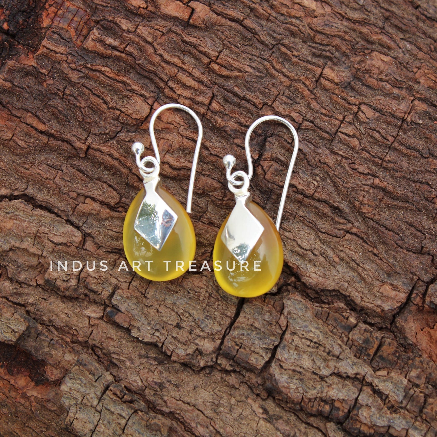 Yellow Onyx Drop Earrings