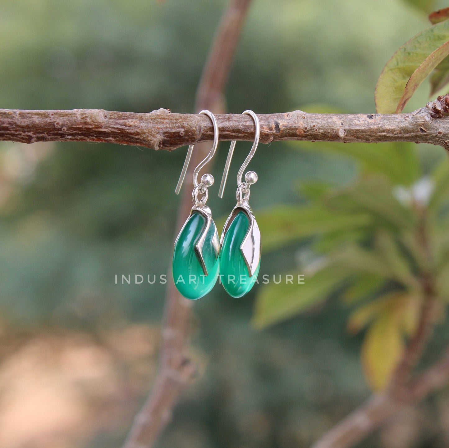 Green Onyx Drop Earrings