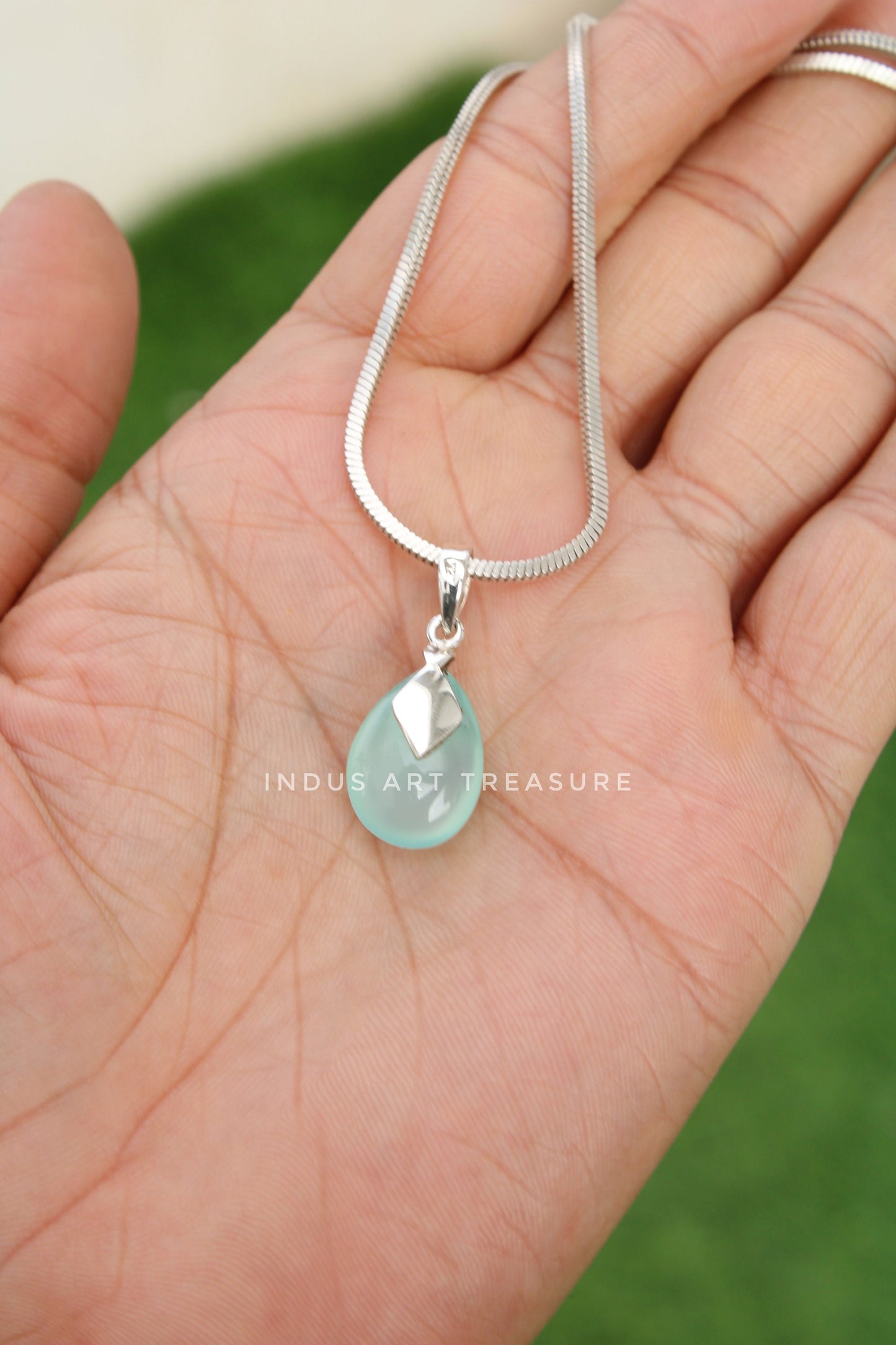 Aqua Chalcedony Pendant