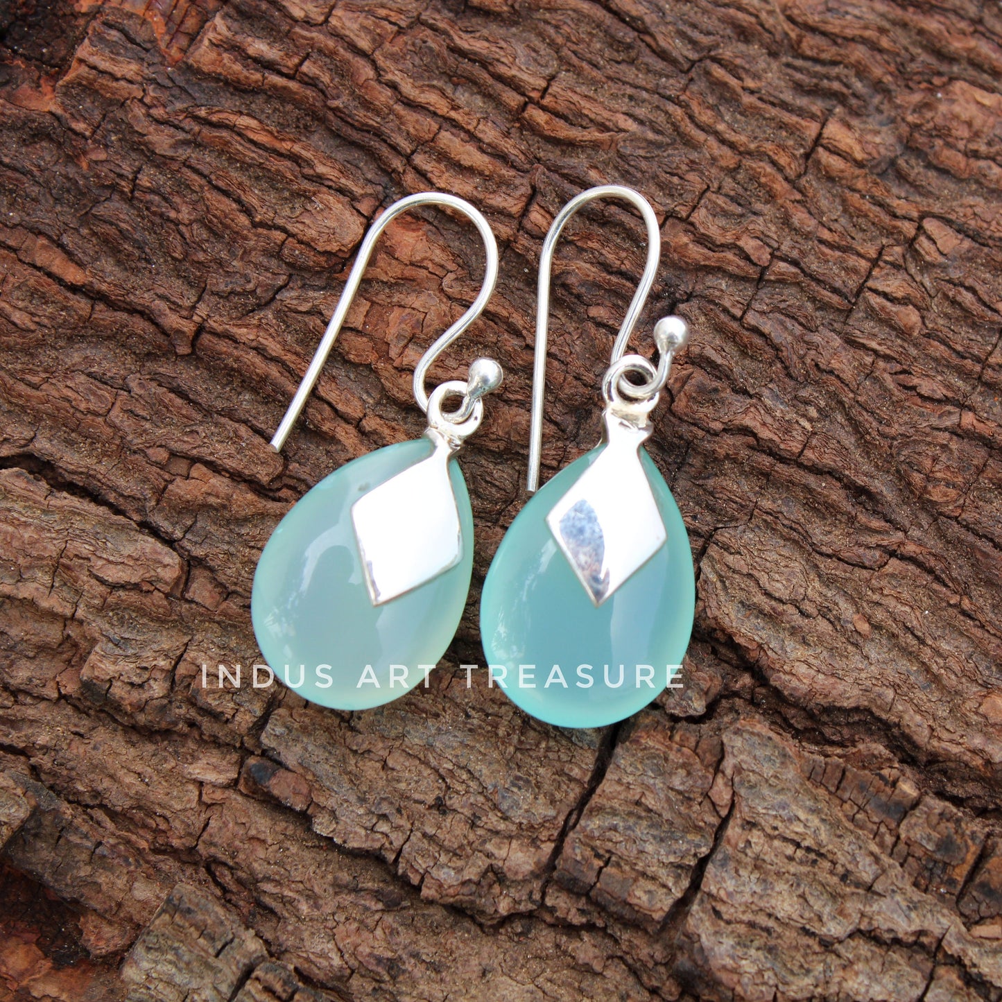Aqua Chalcedony Drop Earrings