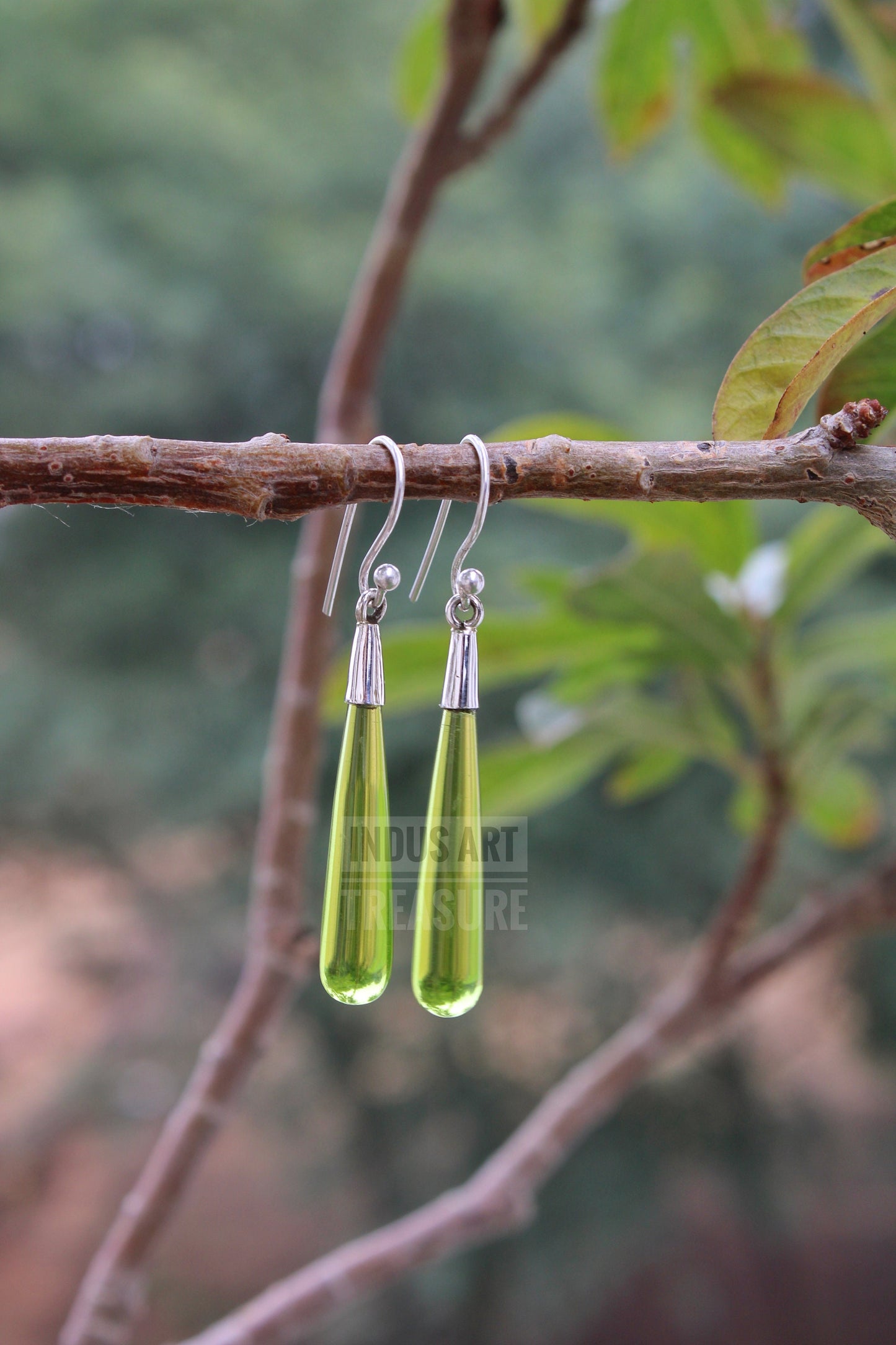 Peridot 50mm Long Drop Earrings