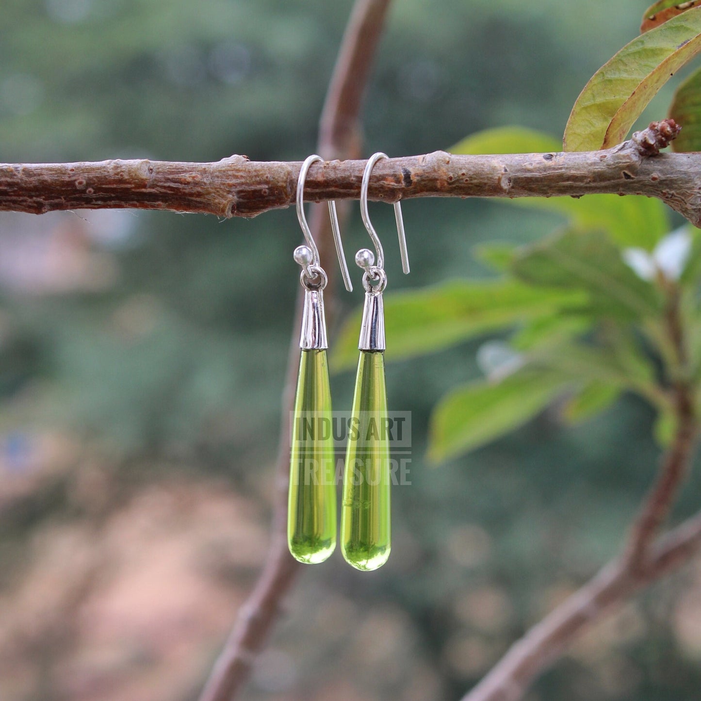 Peridot 50mm Long Drop Earrings
