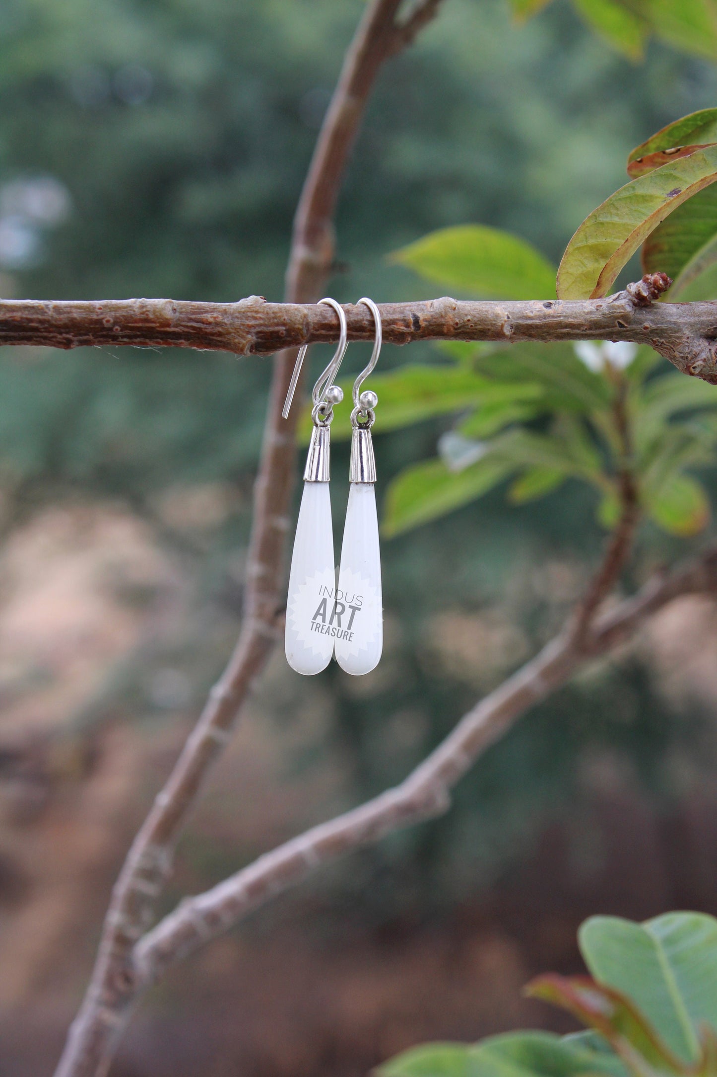 White Quartz 50mm Long Dangle Earrings