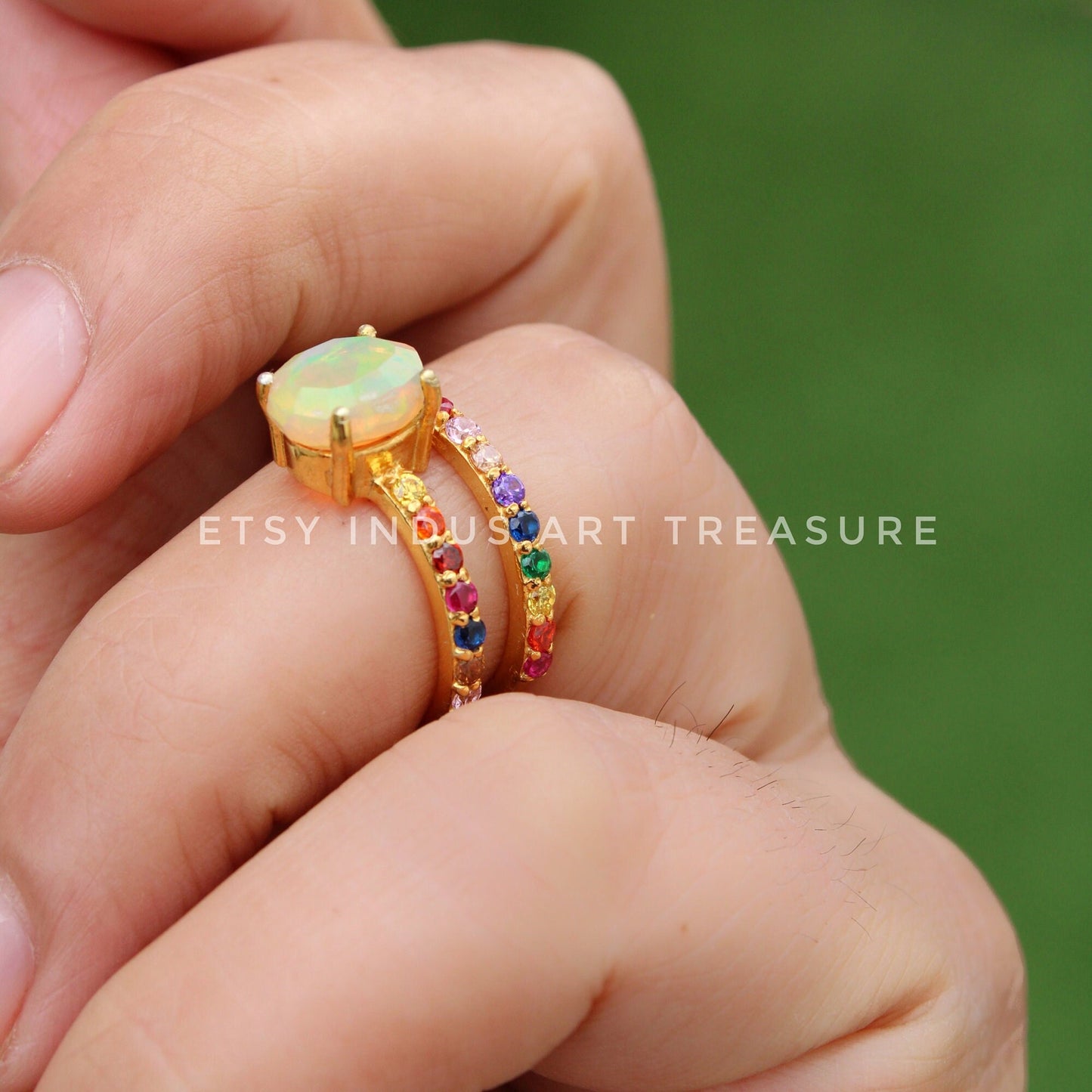 Multi Gemstone Opal Cocktail Ring