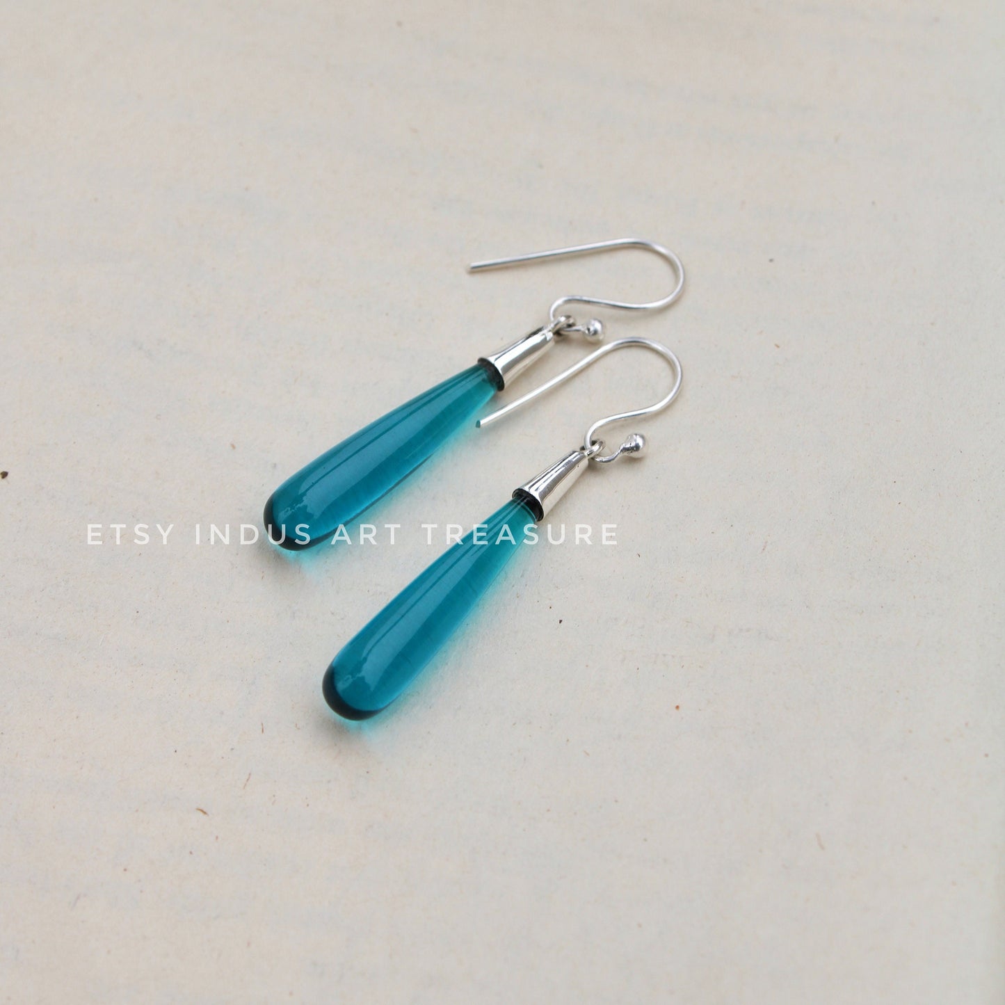 Swiss Blue Topaz Long Drop Earrings