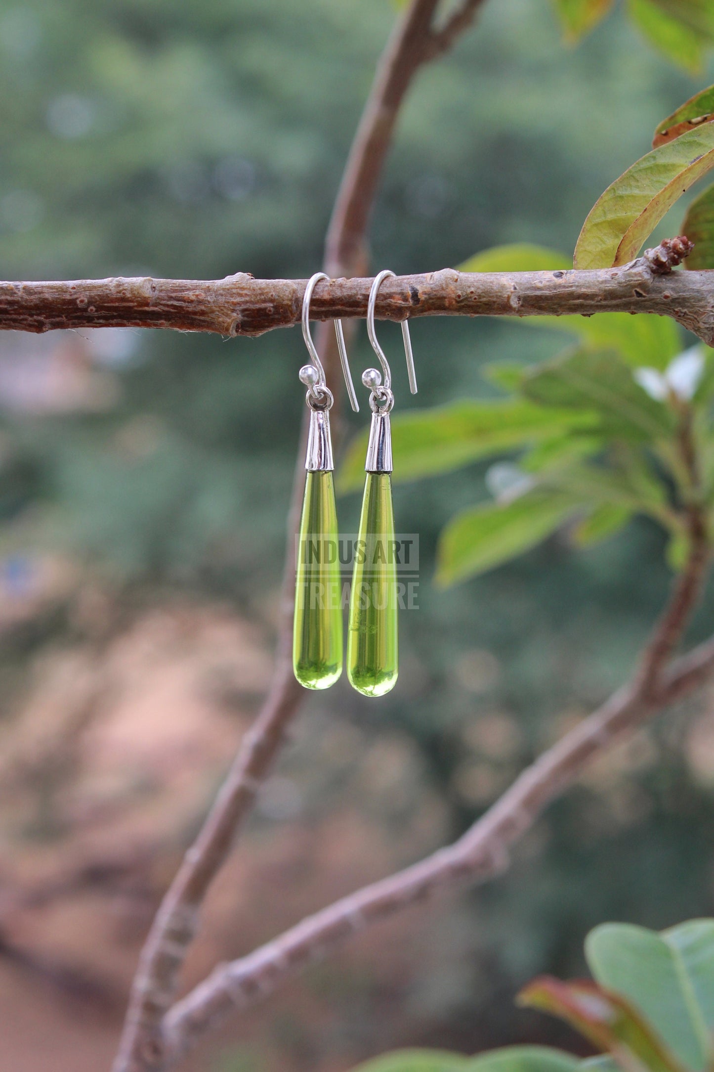 Peridot 50mm Long Drop Earrings
