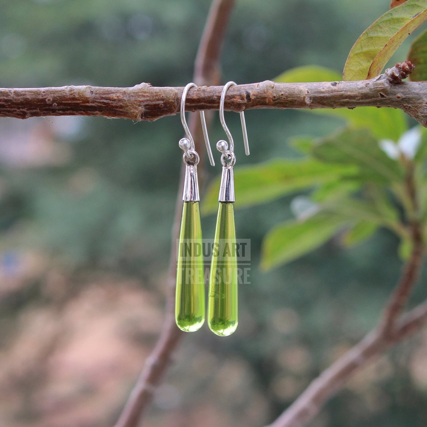 Peridot 50mm Long Drop Earrings