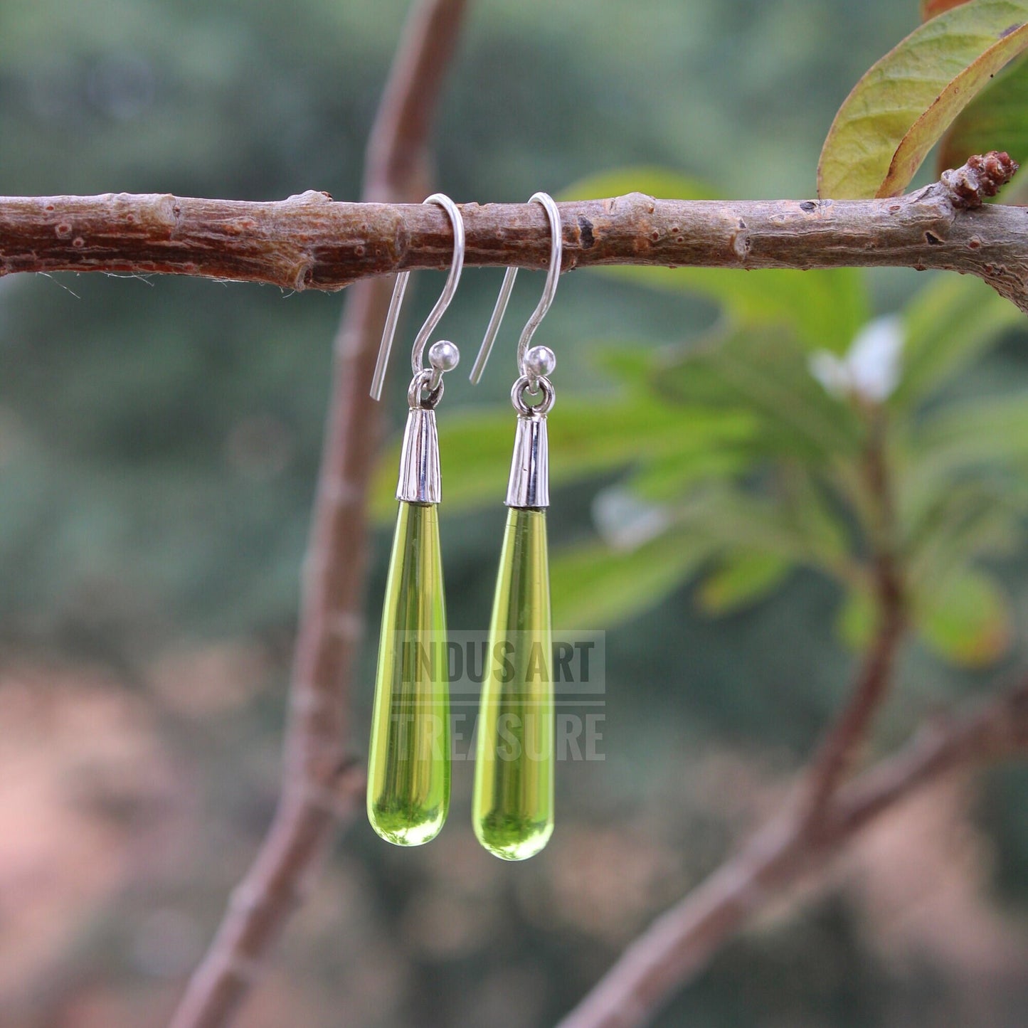 Peridot 50mm Long Drop Earrings