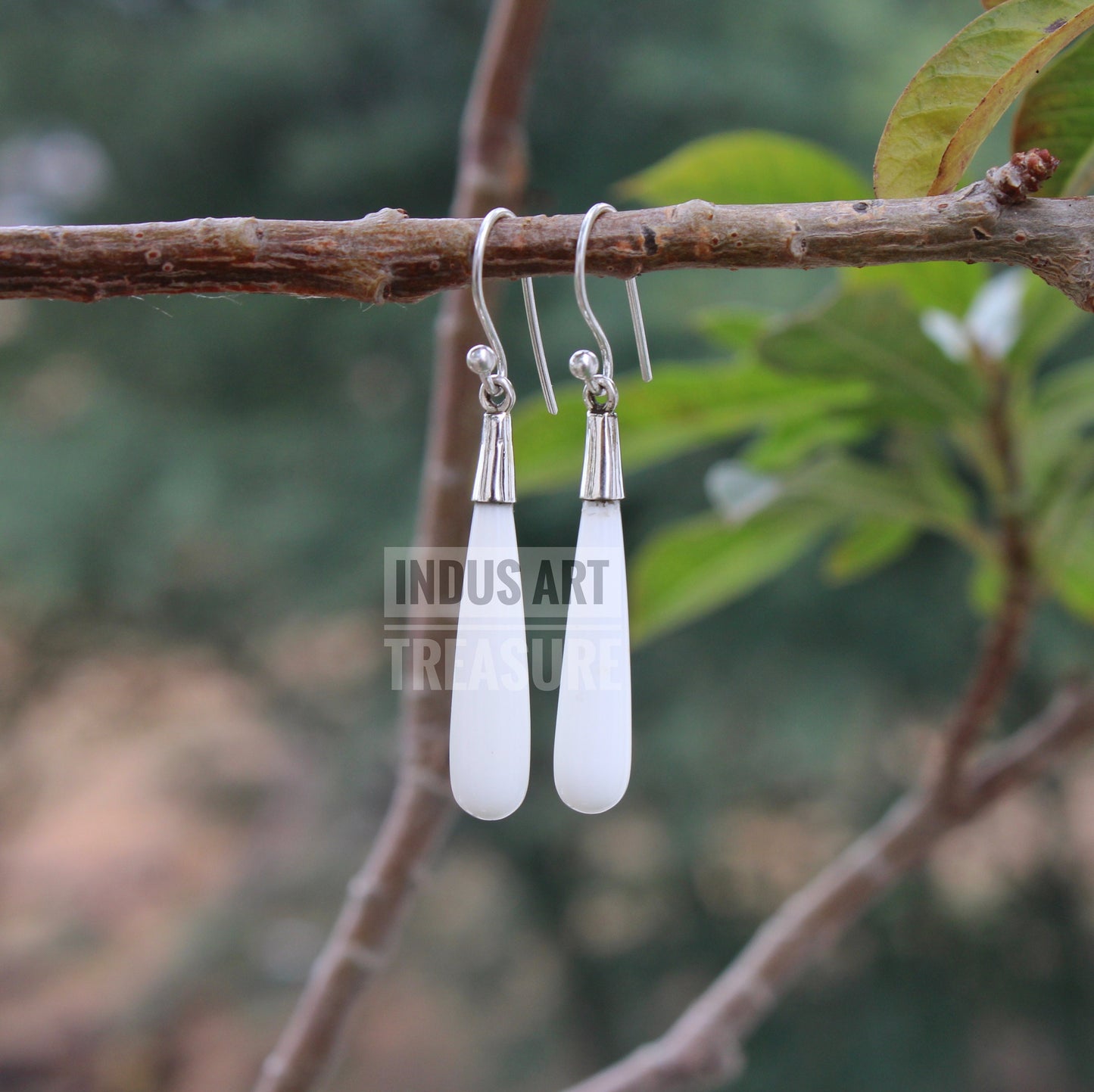 White Quartz 50mm Long Dangle Earrings