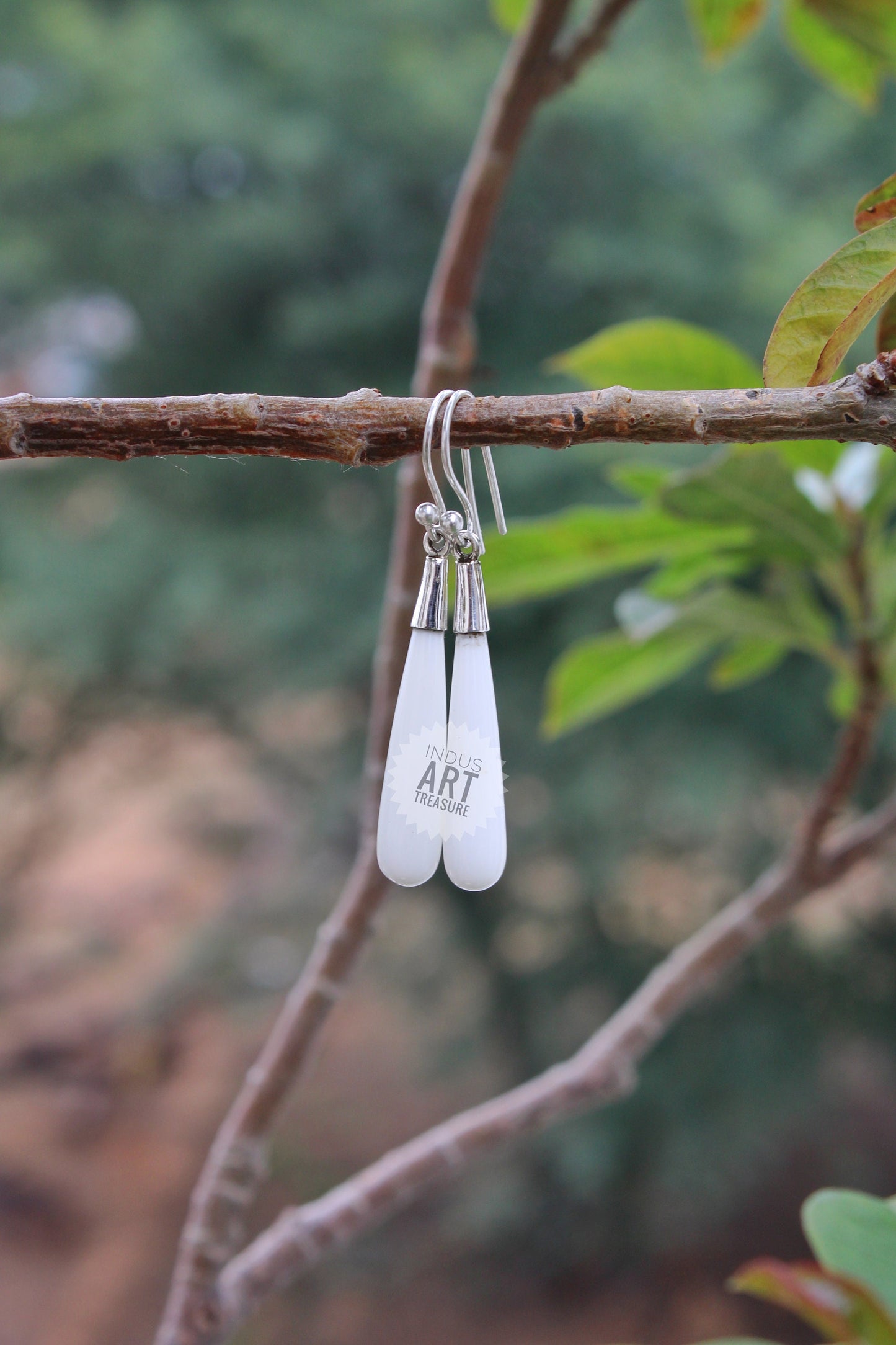 White Quartz 50mm Long Dangle Earrings