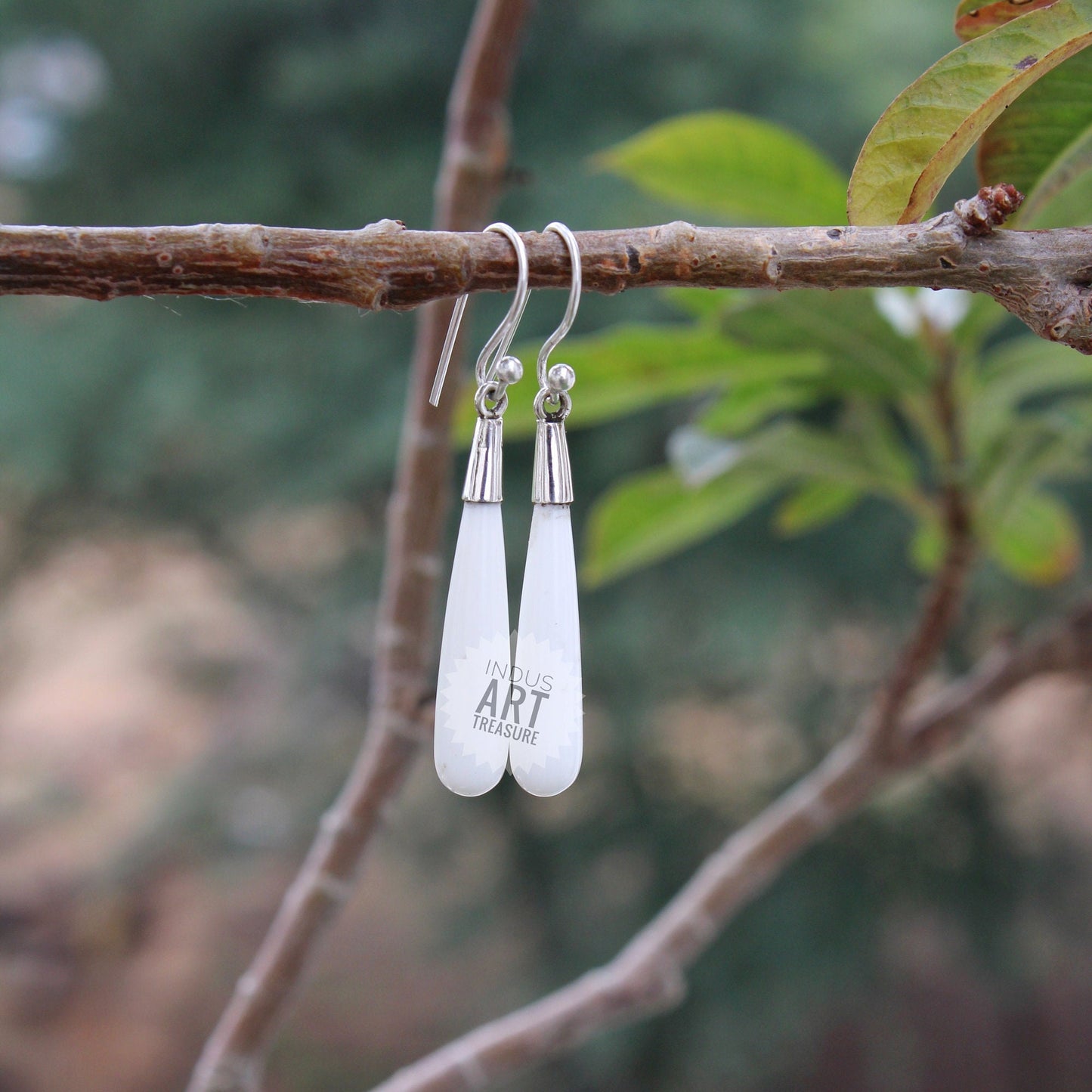 White Quartz 50mm Long Dangle Earrings