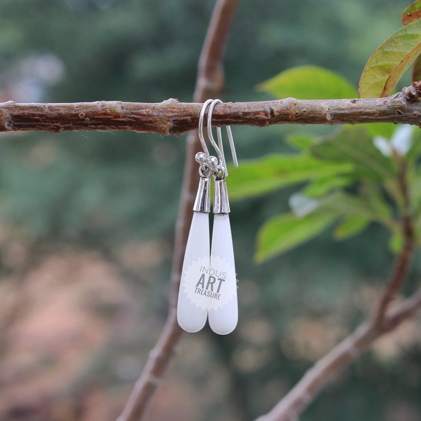 White Quartz 50mm Long Dangle Earrings