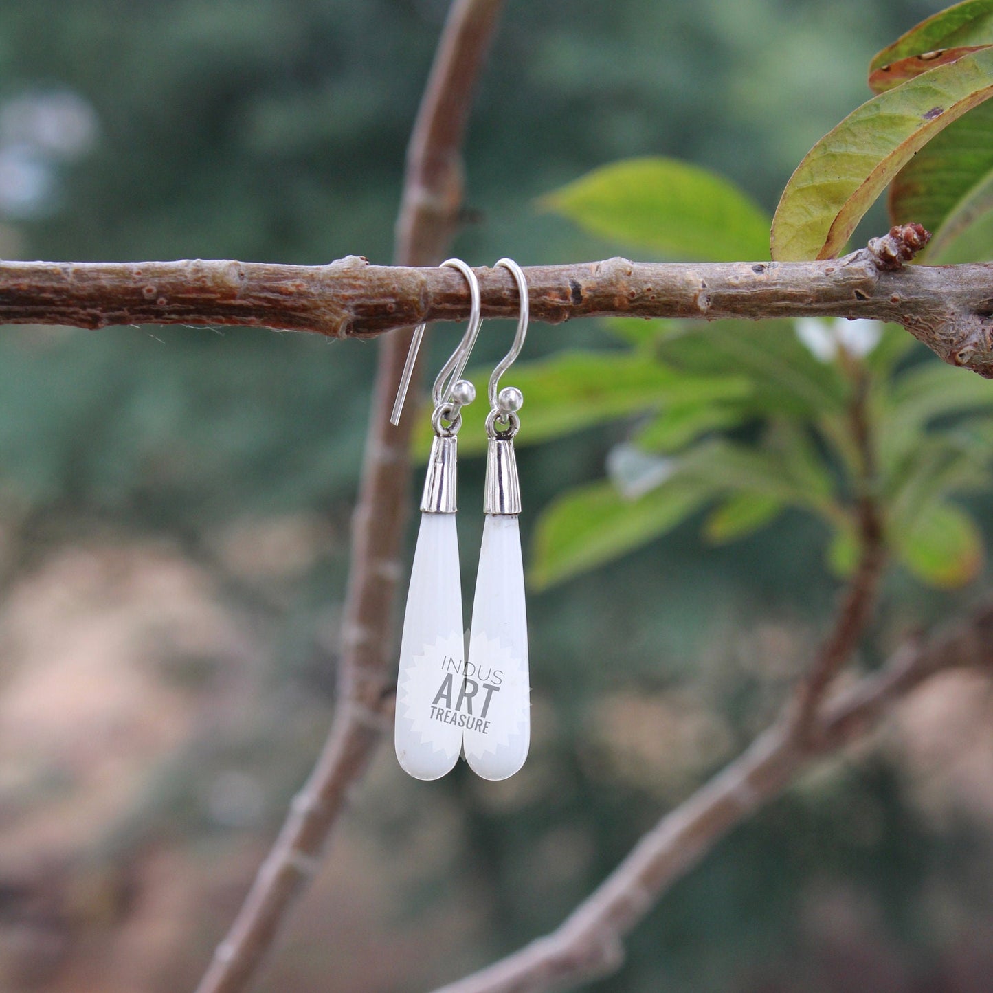White Quartz 50mm Long Dangle Earrings