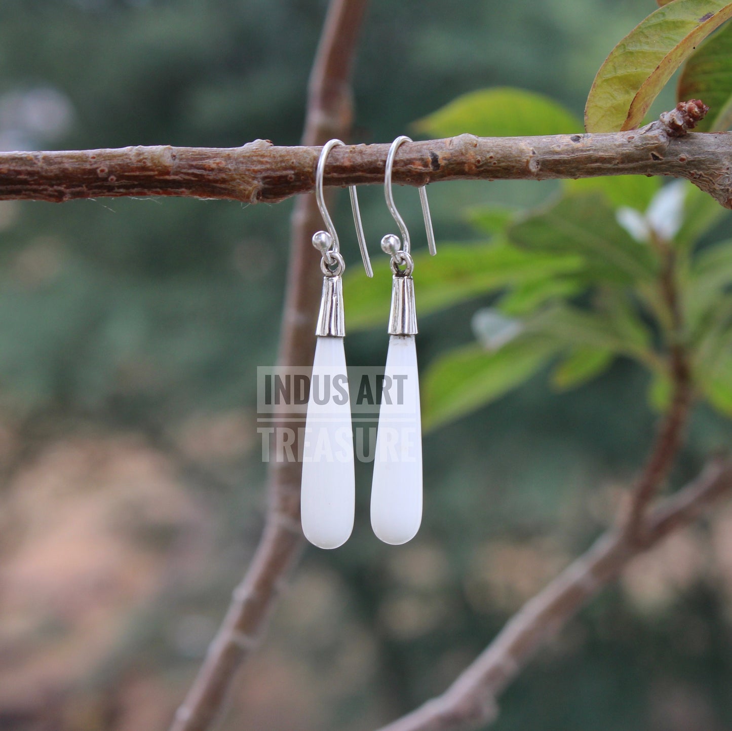 White Quartz 50mm Long Dangle Earrings