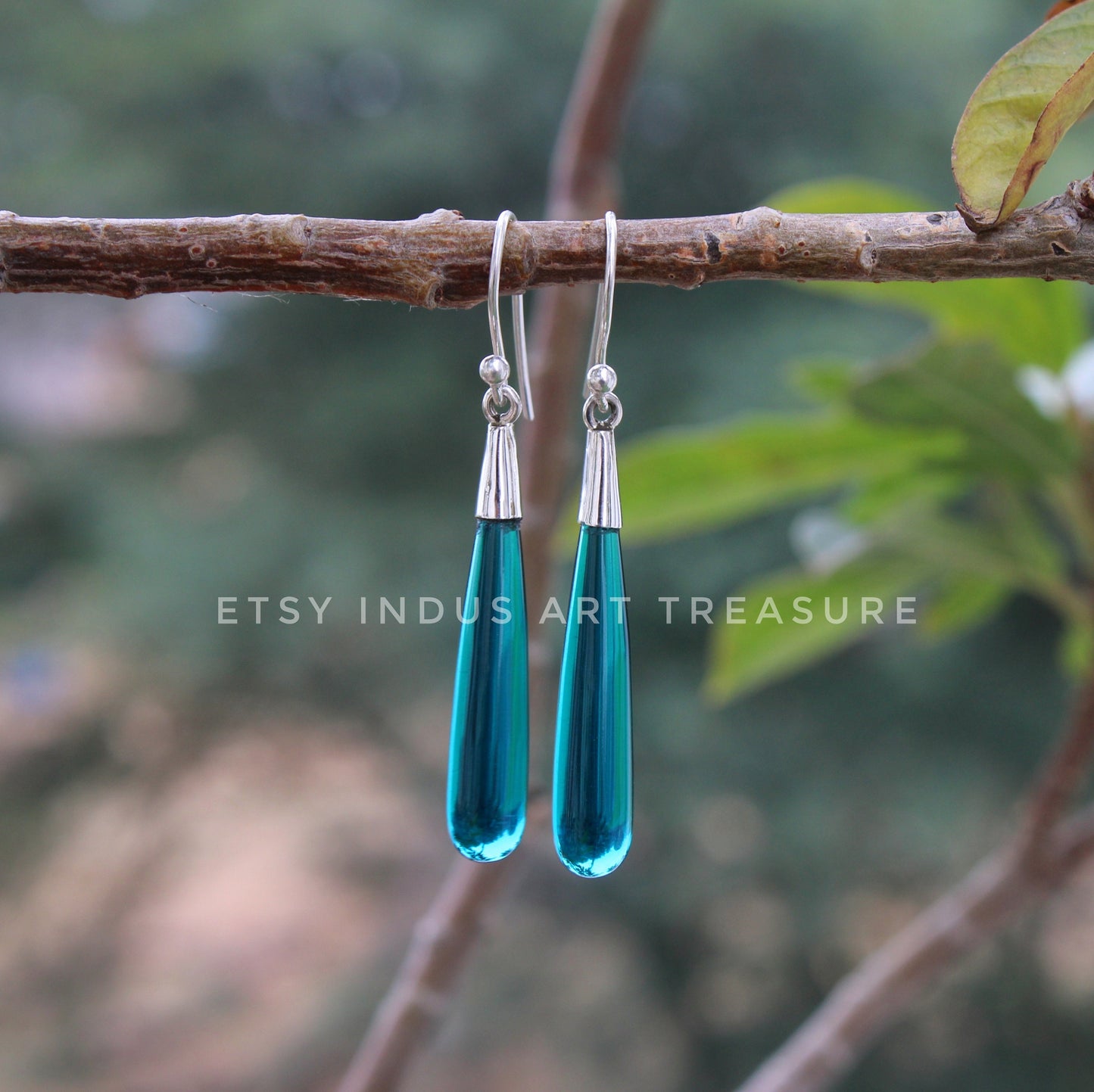 Swiss Blue Topaz Long Drop Earrings